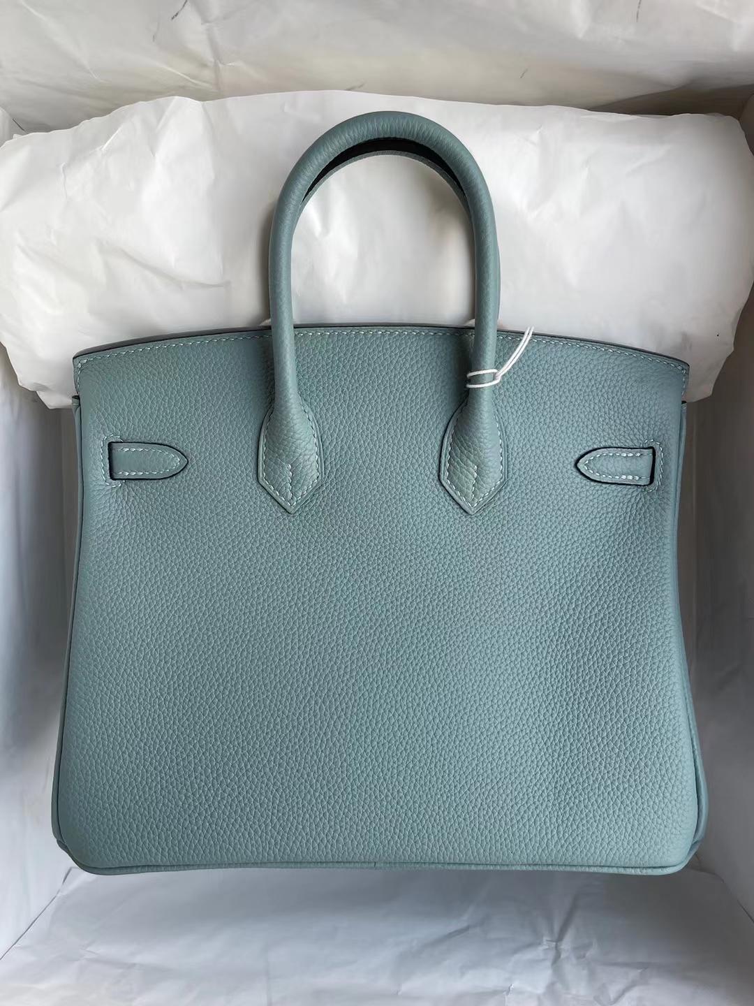 Hermès(爱马仕)Birkin 铂金包 togo 天青色 银扣 25cm 顶级工艺 全手工缝制-拉尔森鳄鱼皮具定制 - 爱马仕包包官网 Hermès(爱马仕)Birkin 铂金包 togo 天青色 银扣 25cm 顶级工艺 全手工缝制
