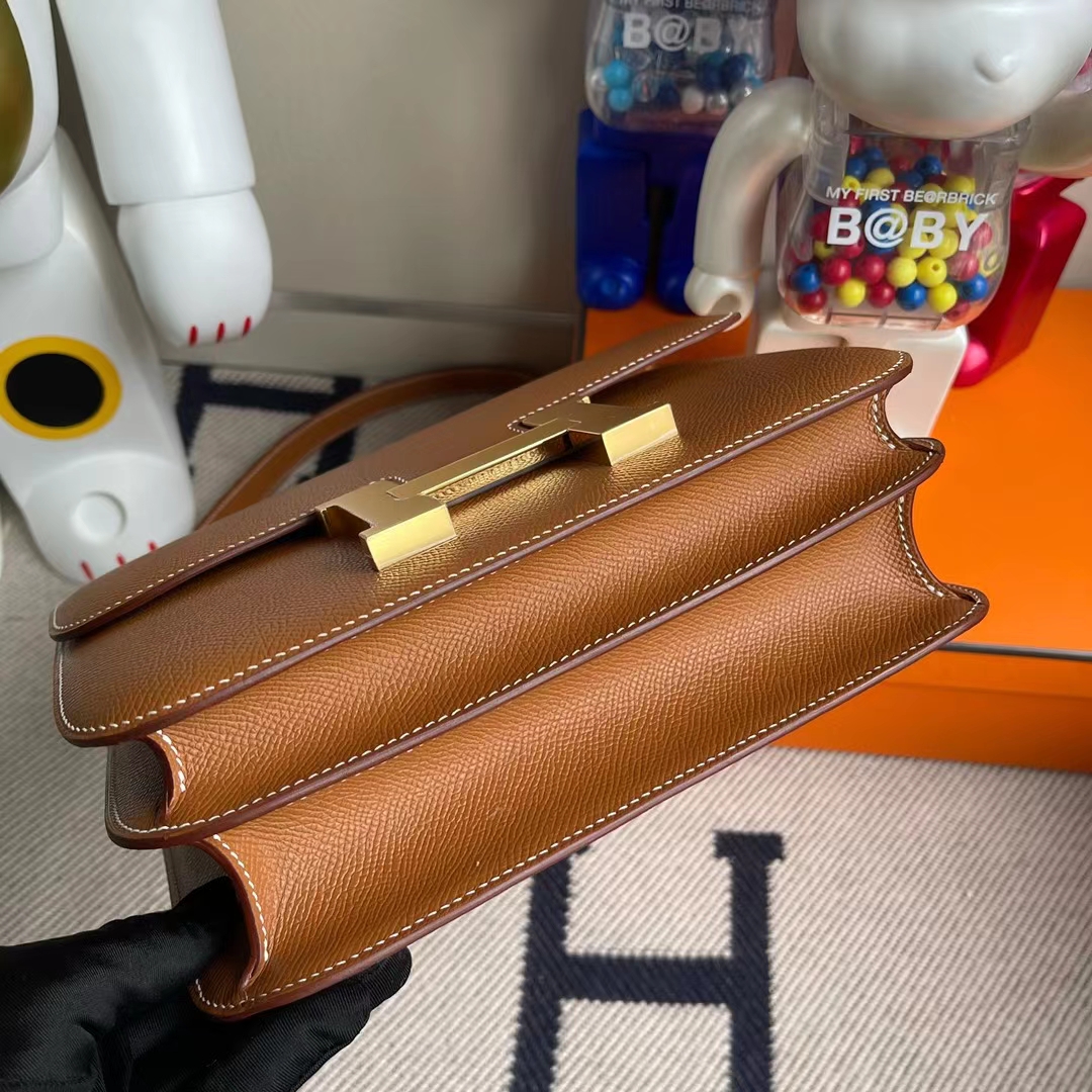 Hermès（爱马仕）Constance 康斯坦斯 epsom ck37 金棕色 金扣 24cm 顶级工艺 全手工缝制