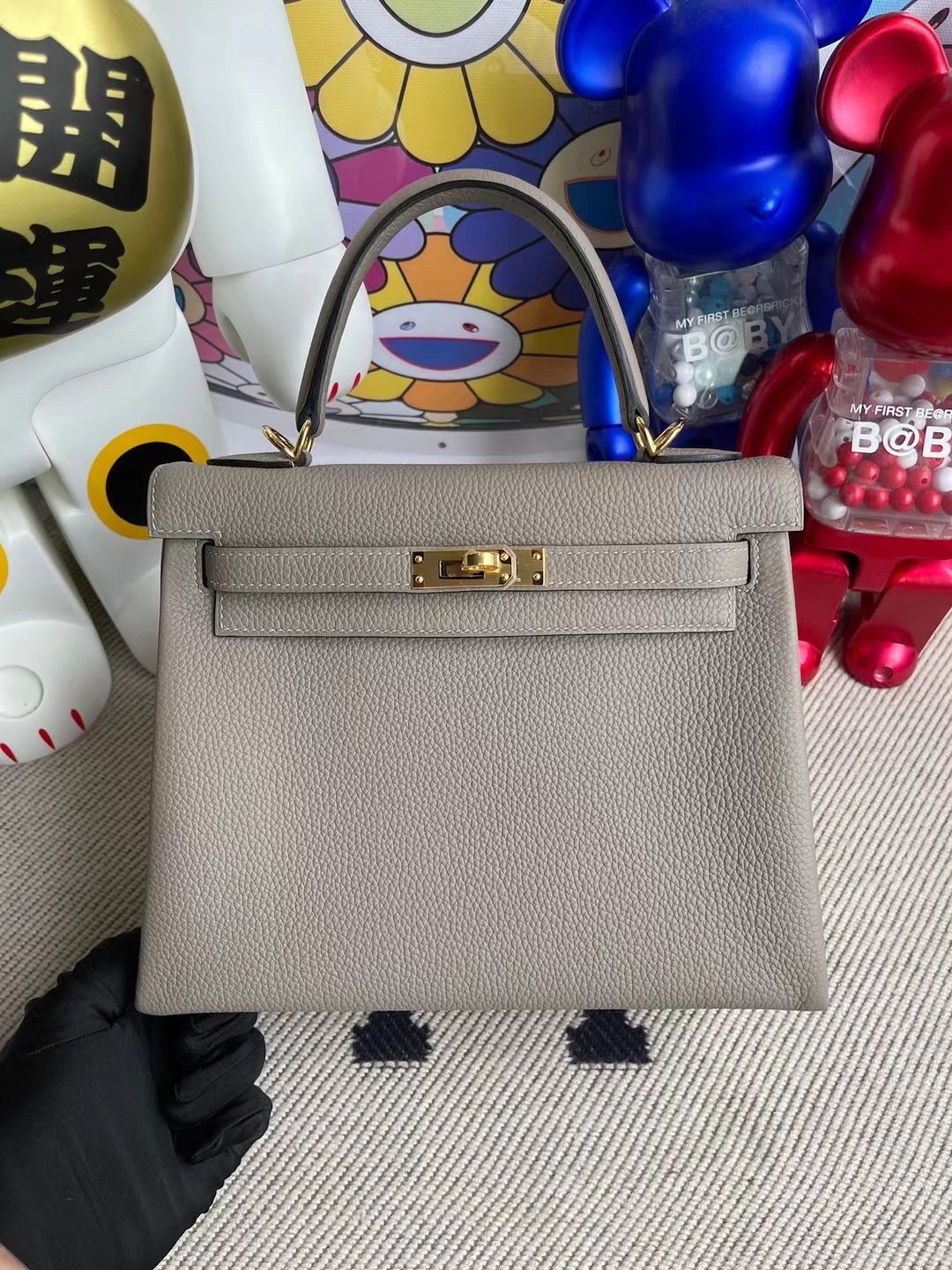 Hermès（爱马仕）Kelly 凯莉包 Togo M8 沥青灰 顶级工艺 全手工缝制 金扣 25cm