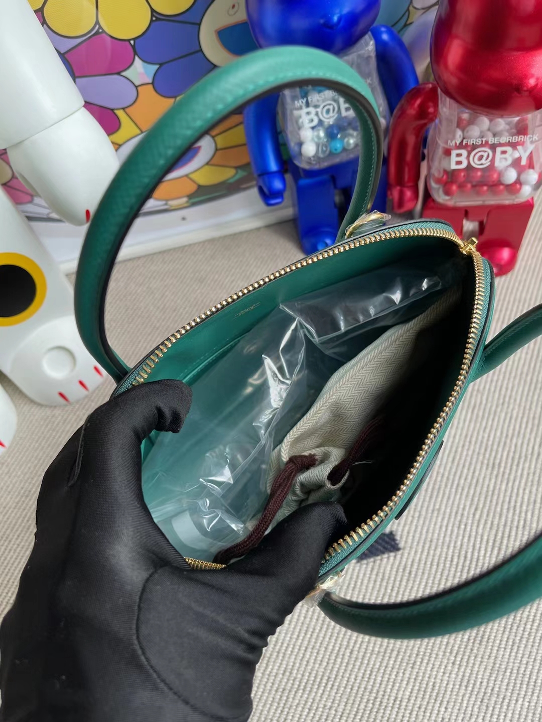 Hermès（爱马仕）Bolide 保龄球包 Epsom Z6 孔雀绿 Malachite 金扣 27cm 顶级工艺 全手工缝制