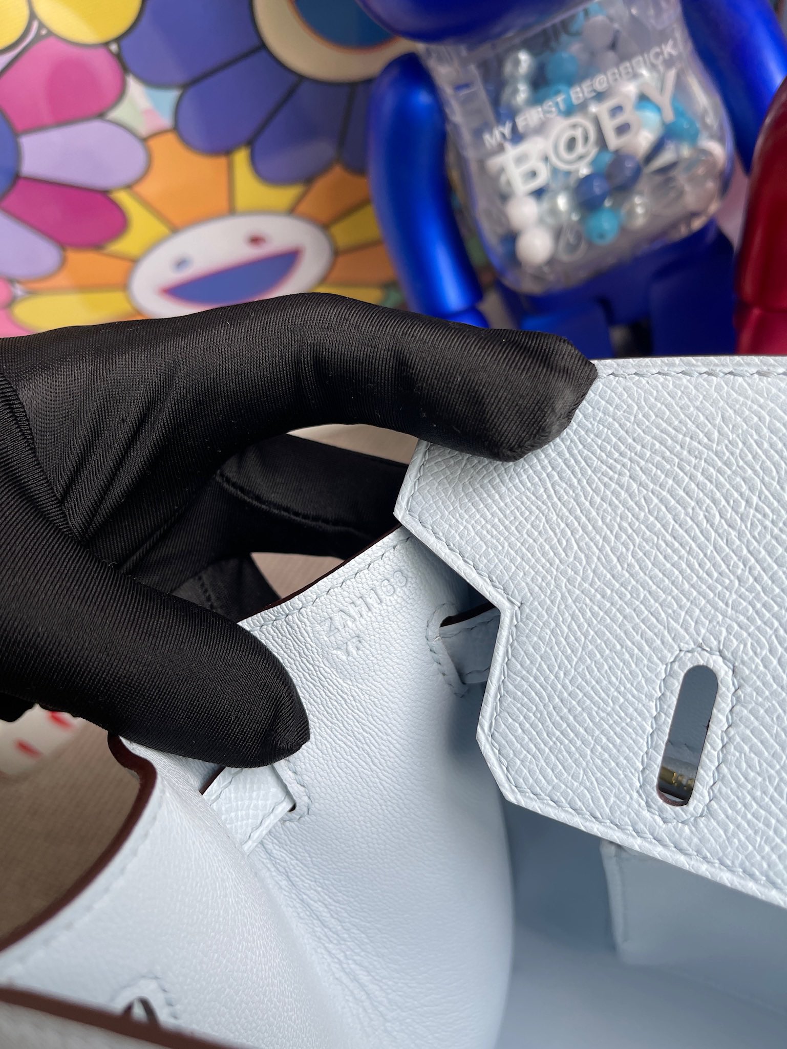 Hermès（爱马仕）Birkin 铂金包 Epsom 原厂掌纹皮 T0 雾蓝色 金扣 25cm 顶级手缝 定制