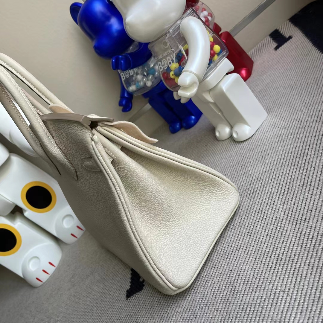 Hermès（爱马仕）Birkin 铂金包 togo ck10 奶昔白 银扣 25cm 顶级工艺 全手工缝制