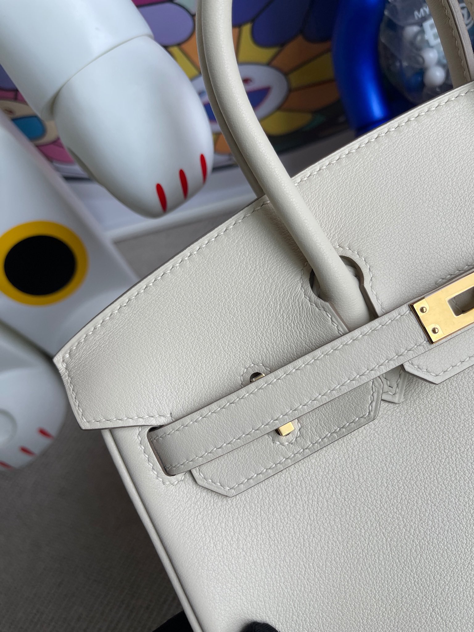 Hermès（爱马仕）Birkin 铂金包 Swift ck10 奶昔白 Craie 金扣 25cm 顶级手缝