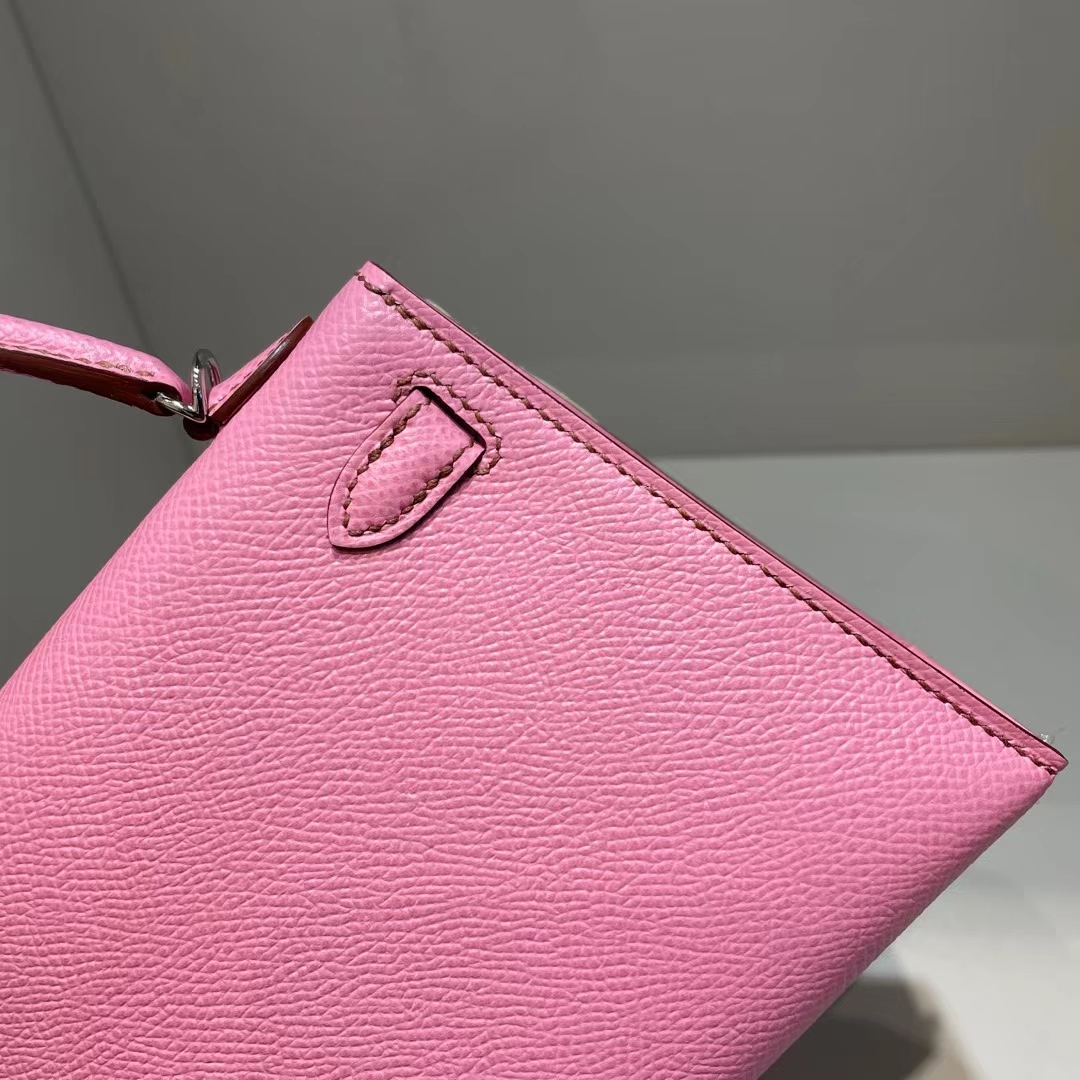 Hermès（爱马仕）Kelly Mini Ⅱ 迷你凯莉 Epsom 5P 樱花粉 银扣 19cm