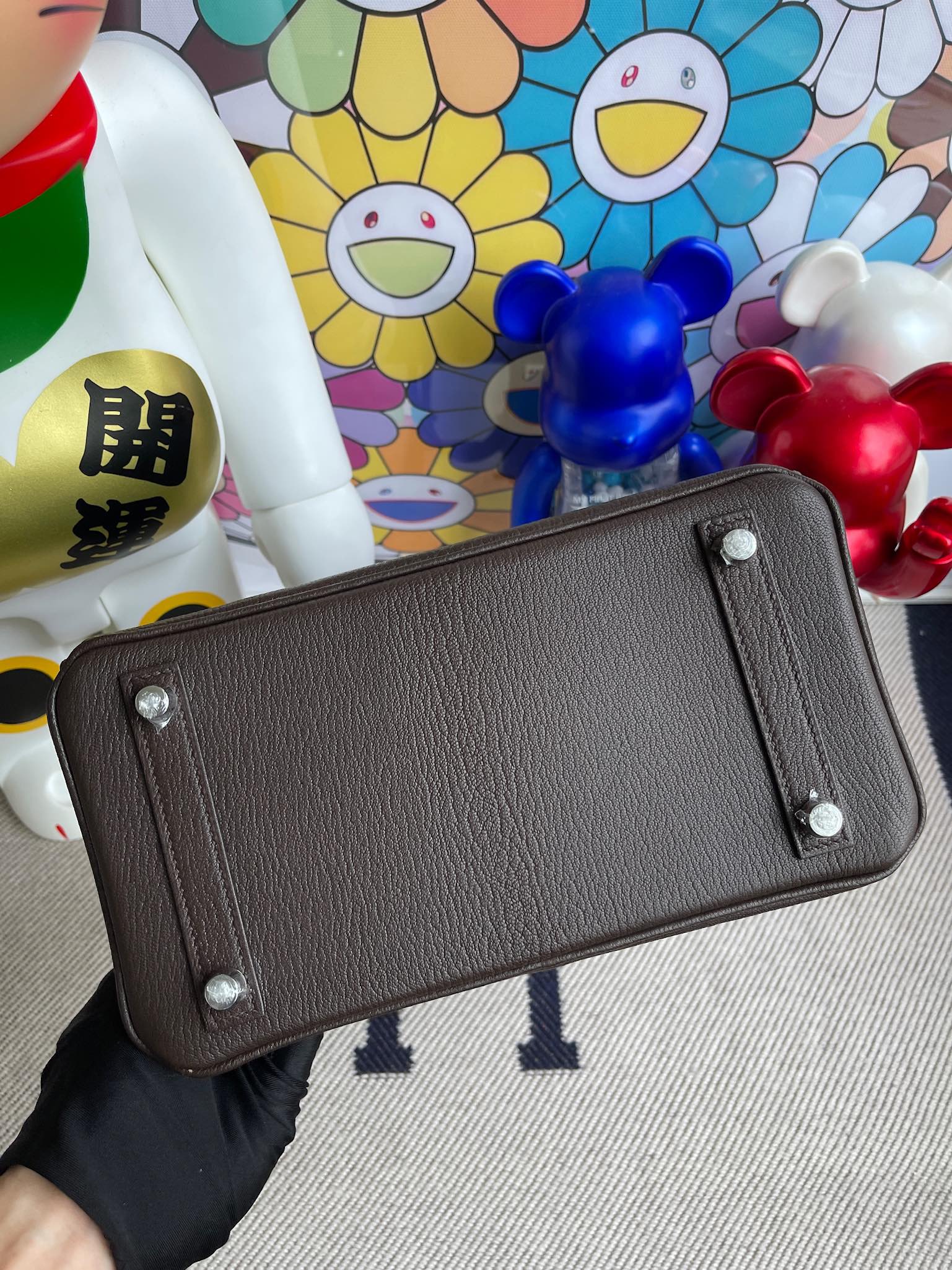 Hermès（爱马仕）Birkin 铂金包 原厂小牛皮 togo 乌木色内拼金棕 银扣 25cm 顶级手缝