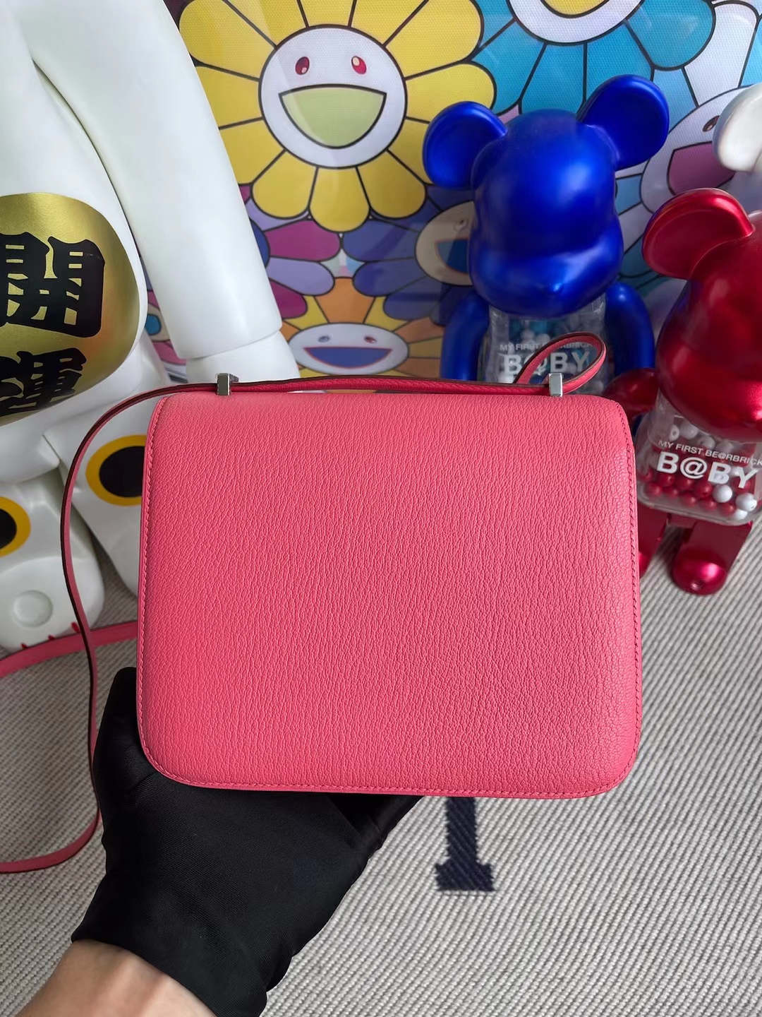 Hermès（爱马仕）Constance 空姐包 Chevre 山羊皮 U5 唇膏粉 银扣 19cm
