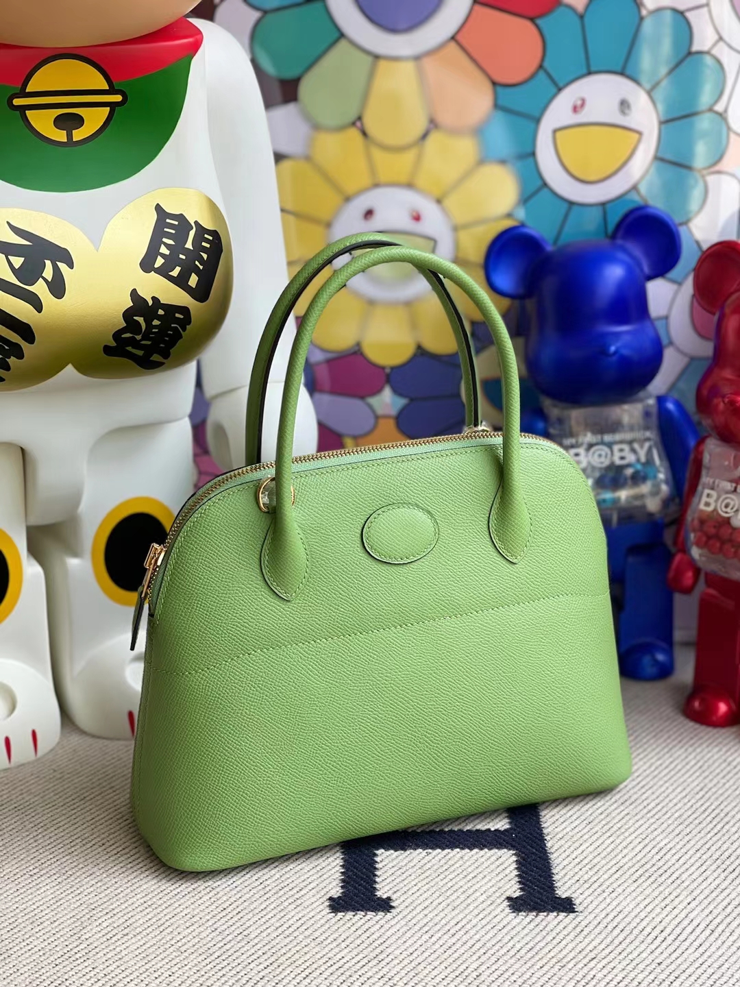 Hermès（爱马仕）Bolide 保龄球包 Epsom i3 牛油果绿 金扣 27cm