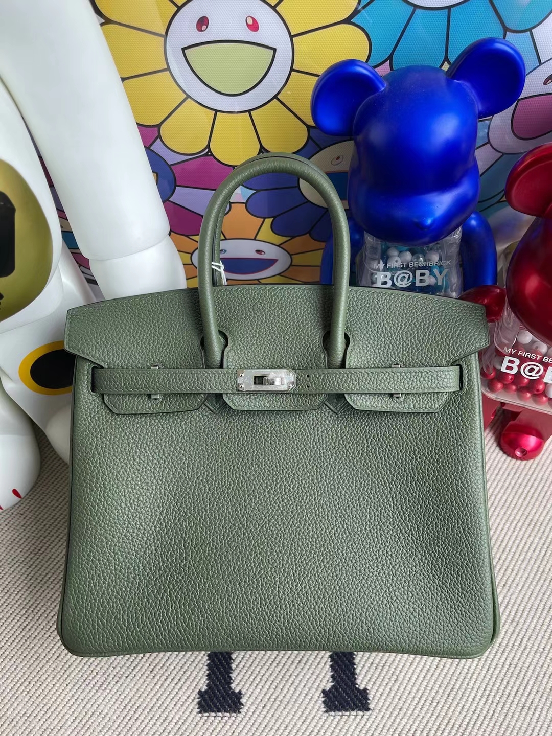 Hermès（爱马仕）Birkin 铂金包 顶级togo小牛皮 6H 橄榄绿 银扣 25cm