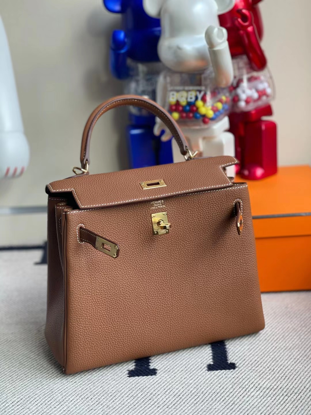 Hermès（爱马仕）Kelly 凯莉包 togo ck37 金棕色 金扣 25cm 顶级工艺 全手工缝制