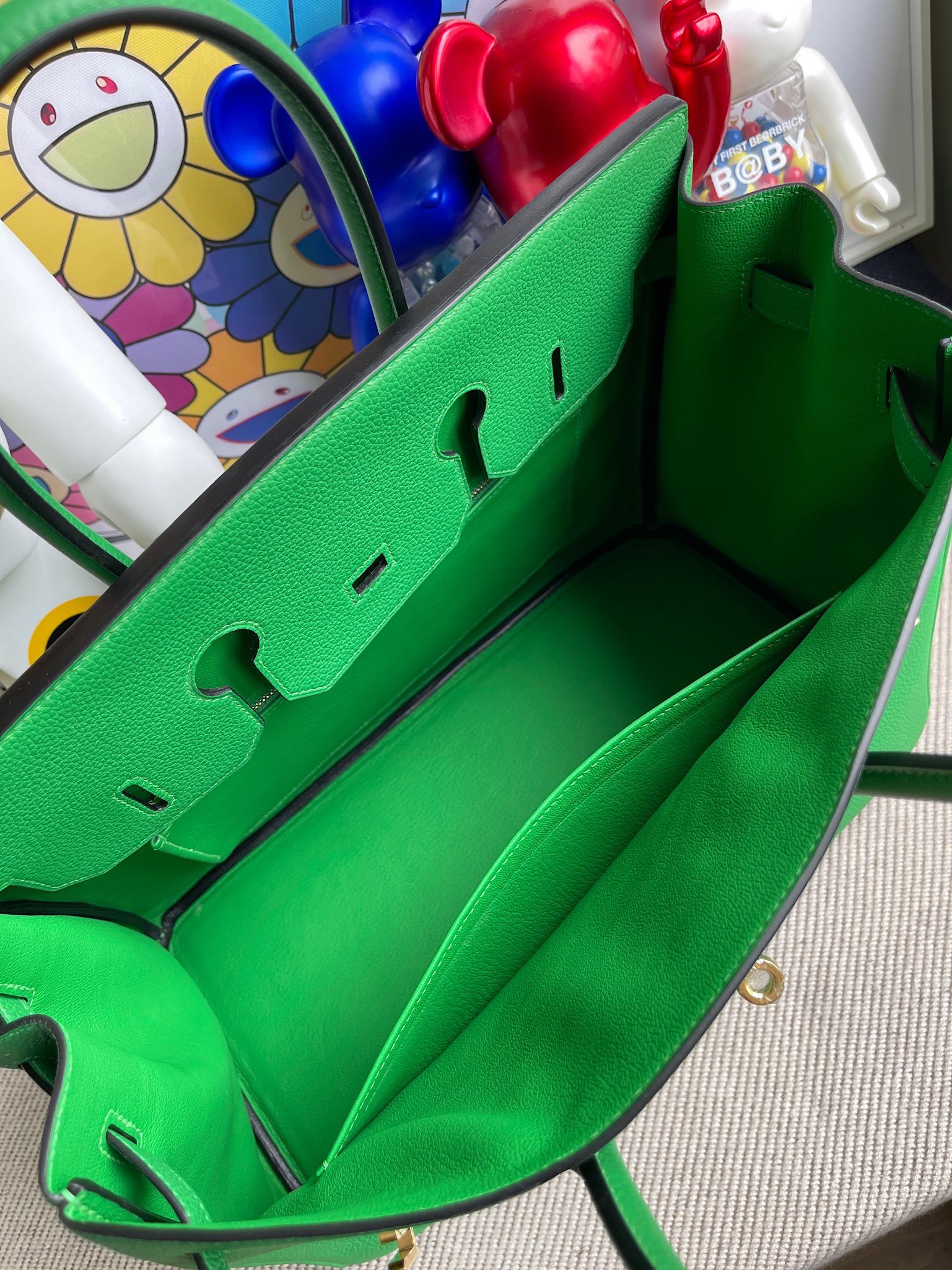 Hermès（爱马仕）Birkin 铂金包 原厂小牛皮 togo 1K 竹子绿 Bamboo 金扣 35cm 顶级手缝 定制