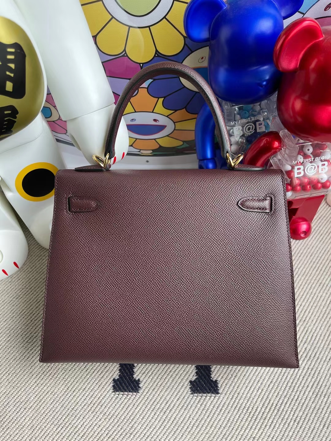 Hermès（爱马仕）Kelly 凯莉包 Epsom 掌纹皮 0D 马鞍红 金扣 25cm