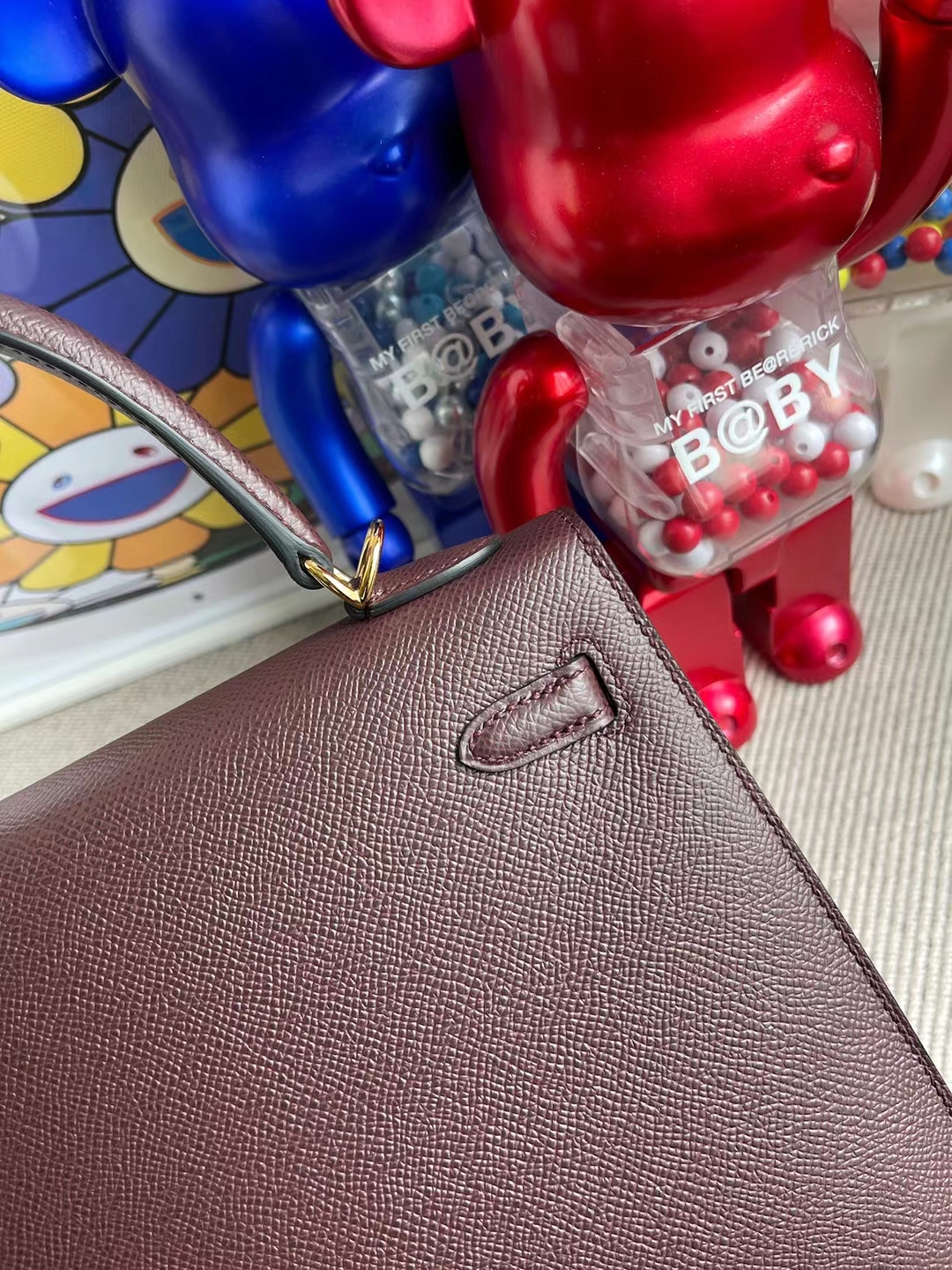 Hermès（爱马仕）Kelly 凯莉包 Epsom 掌纹皮 0D 马鞍红 金扣 25cm