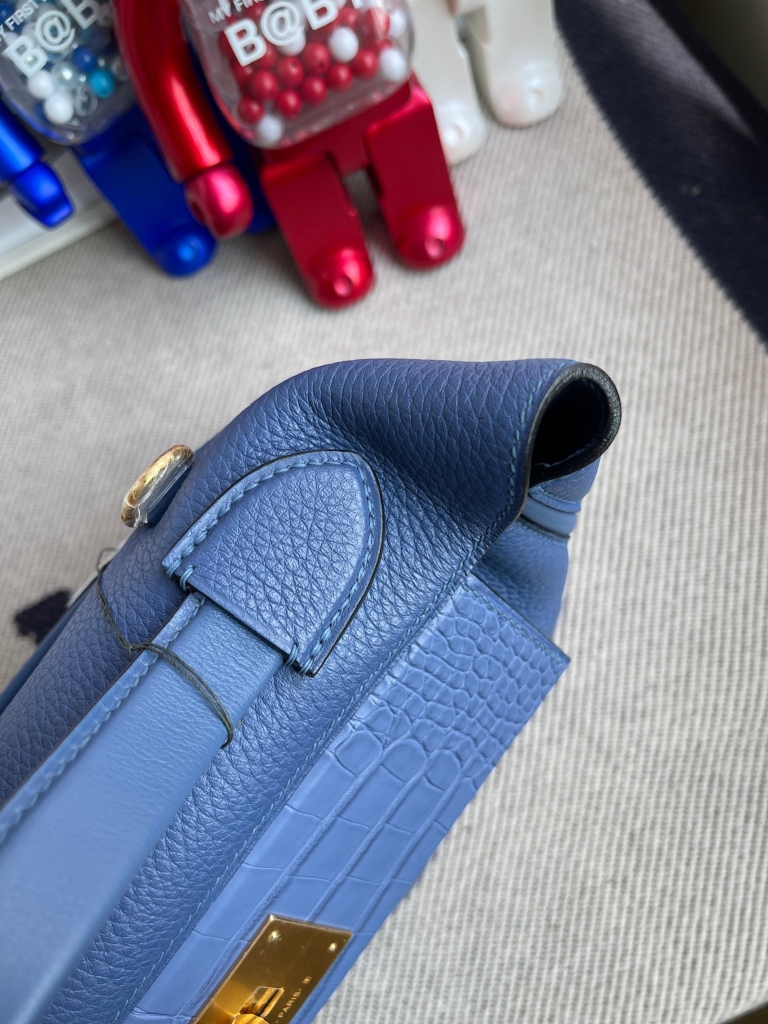 Hermès（爱马仕）Touch 系列 2424 29cm 明蓝色 雾面鳄 金扣 顶级手缝
