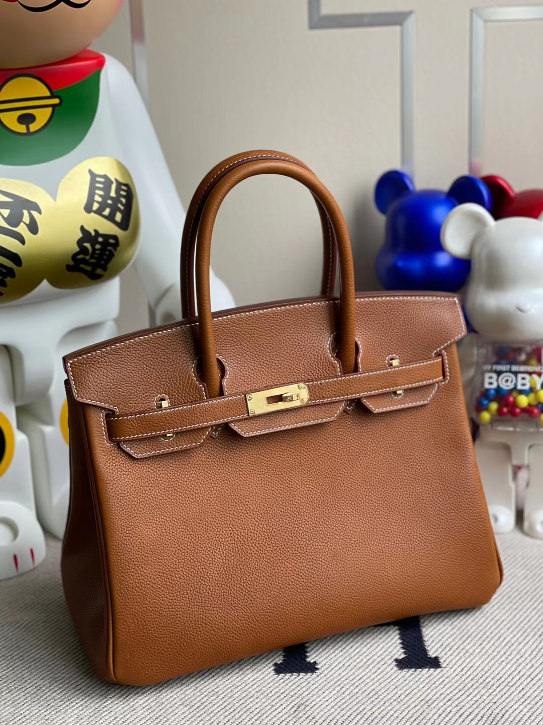 Hermès（爱马仕）Birkin 铂金包 颗粒马鞍皮 Cc34 原始色 金扣 30cm 顶级工艺 全手工缝制