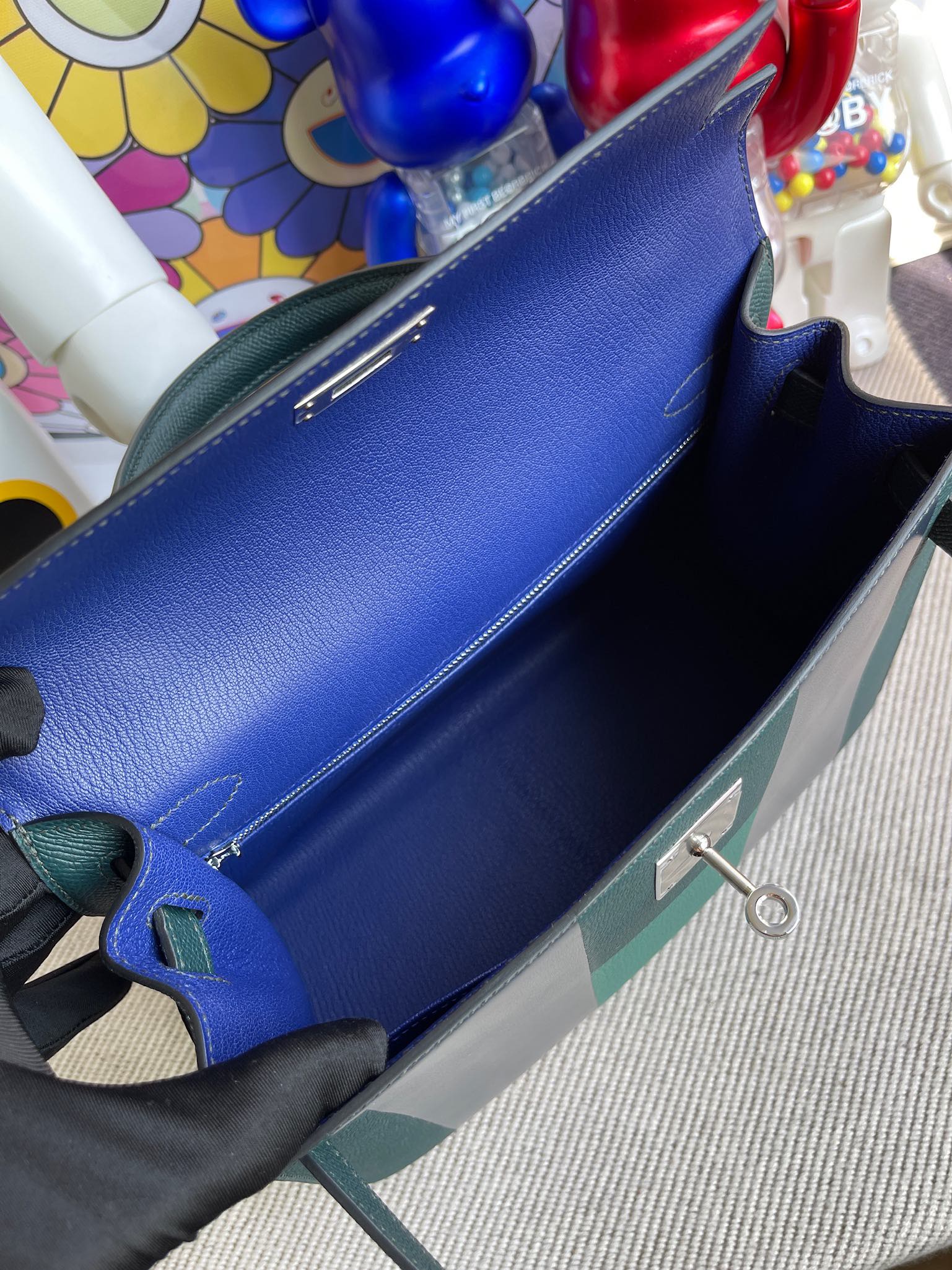 Hermès（爱马仕）Kelly 凯莉包 Epsom 字母包H 柏树绿 银扣 28cm 顶级手缝
