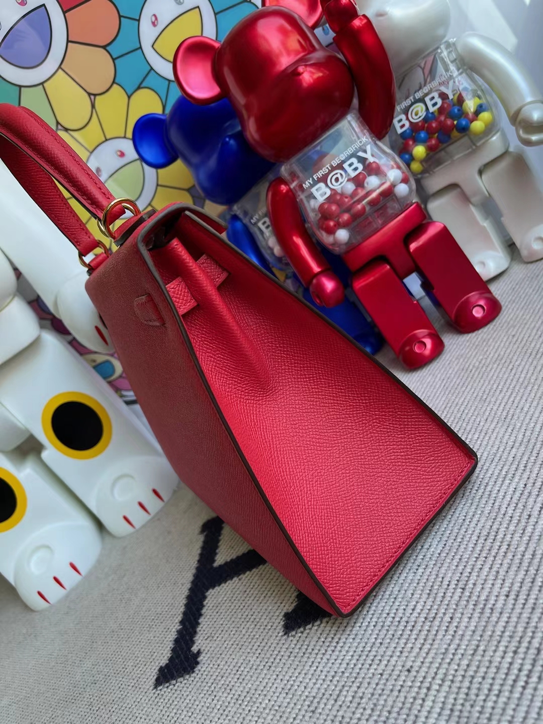 Hermès（爱马仕）Kelly 凯莉包 Epsom 掌纹皮 Q5 国旗红 金扣 25cm