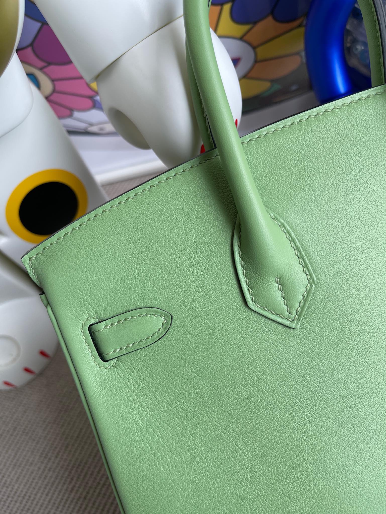 Hermès(爱马仕)Birkin 铂金包 swift 3I 牛油果绿 银扣 25cm 顶级手缝-拉尔森鳄鱼皮具定制 - 爱马仕包包官网 Hermès(爱马仕)Birkin 铂金包 swift 3I 牛油果绿 银扣 25cm 顶级手缝