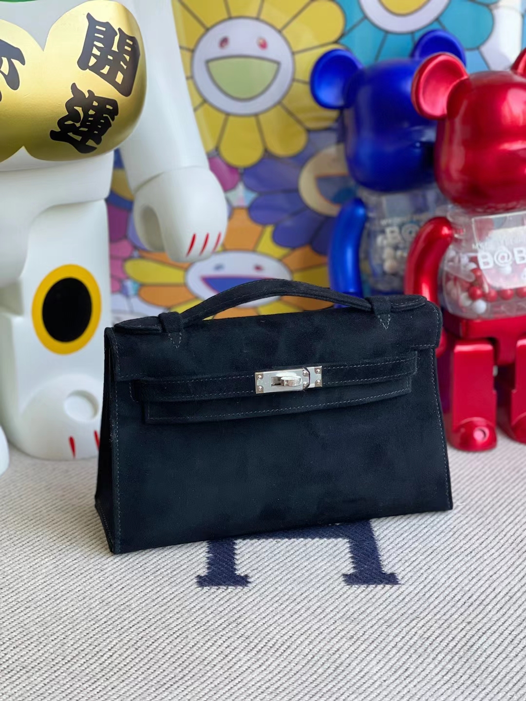 Hermès(爱马仕)Mini Kelly Pochette 麂皮 ck89 黑色 银扣 22cm 晚宴包 手拿包-拉尔森鳄鱼皮具定制 - 爱马仕包包官网 Hermès(爱马仕)Mini Kelly Pochette 麂皮 ck89 黑色 银扣 22cm 晚宴包 手拿包
