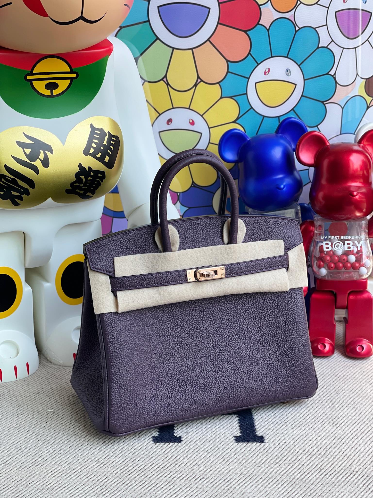 Hermès（爱马仕）Birkin 铂金包 原厂小牛皮 togo 葡萄紫 玫瑰金扣 Rose gold 25cm 顶级手缝