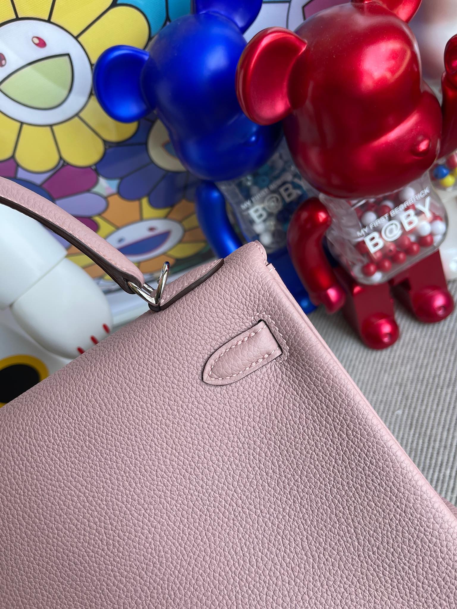 Hermès（爱马仕）Kelly 凯莉包 原厂小牛皮 togo 4W 紫藤色 银扣 25cm 顶级手缝