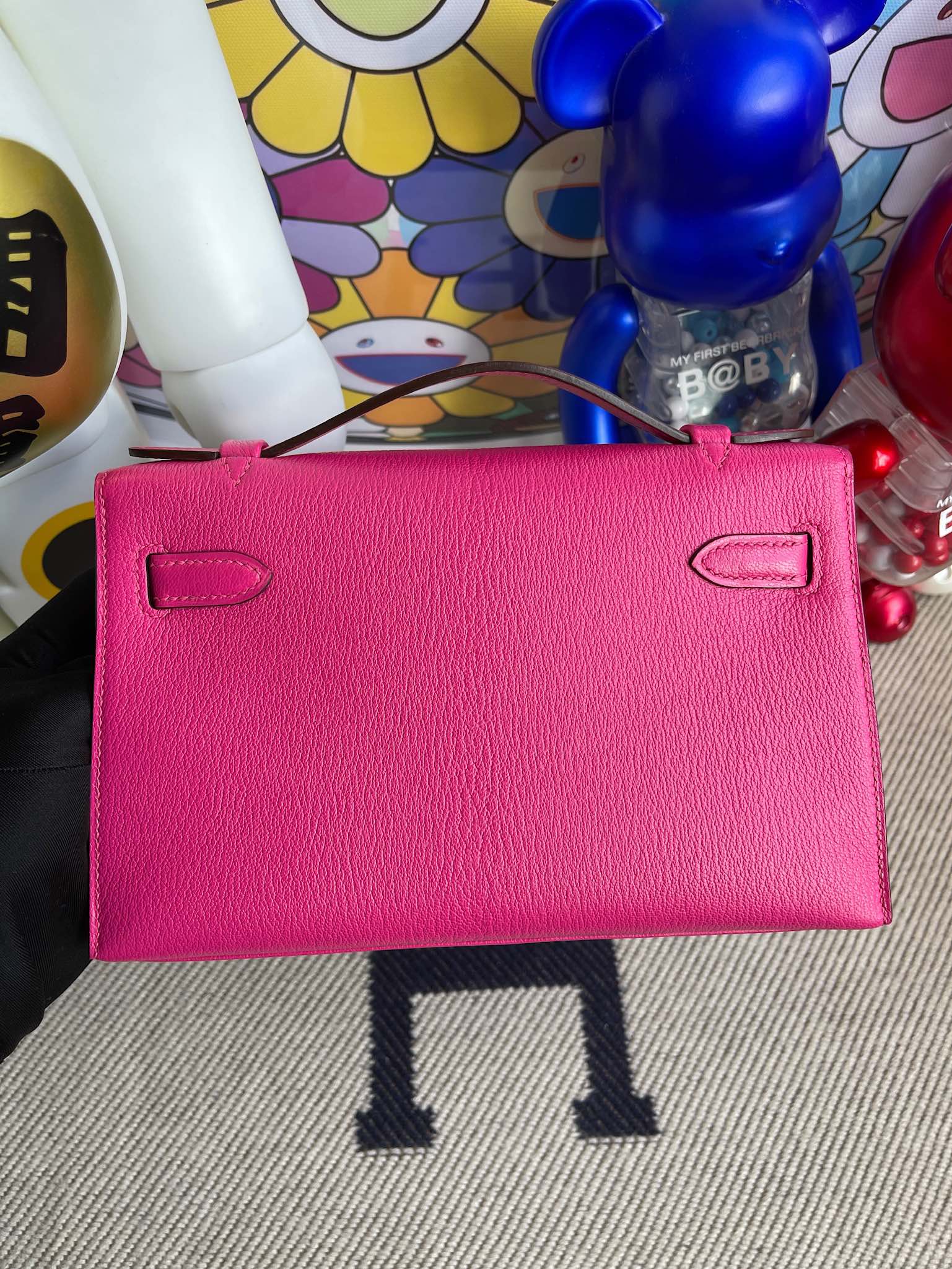 Hermès（爱马仕）Mini kelly pochette Chevre 山羊皮 糖果粉 银扣 22cm 顶级手缝
