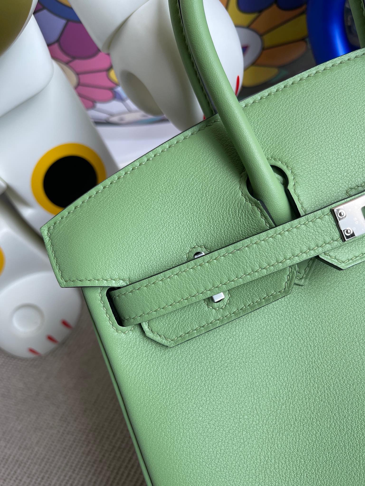 Hermès（爱马仕）Birkin 铂金包 swift 3I 牛油果绿 银扣 25cm 顶级手缝