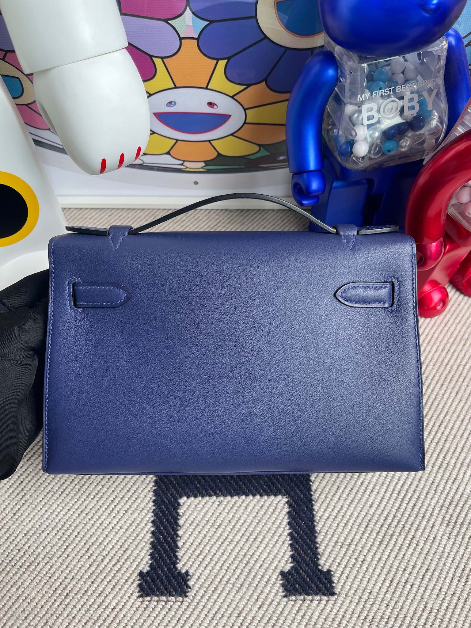 Hermès（爱马仕）Mini kelly pochette Swift M3 墨水蓝 金扣 22cm 顶级手缝