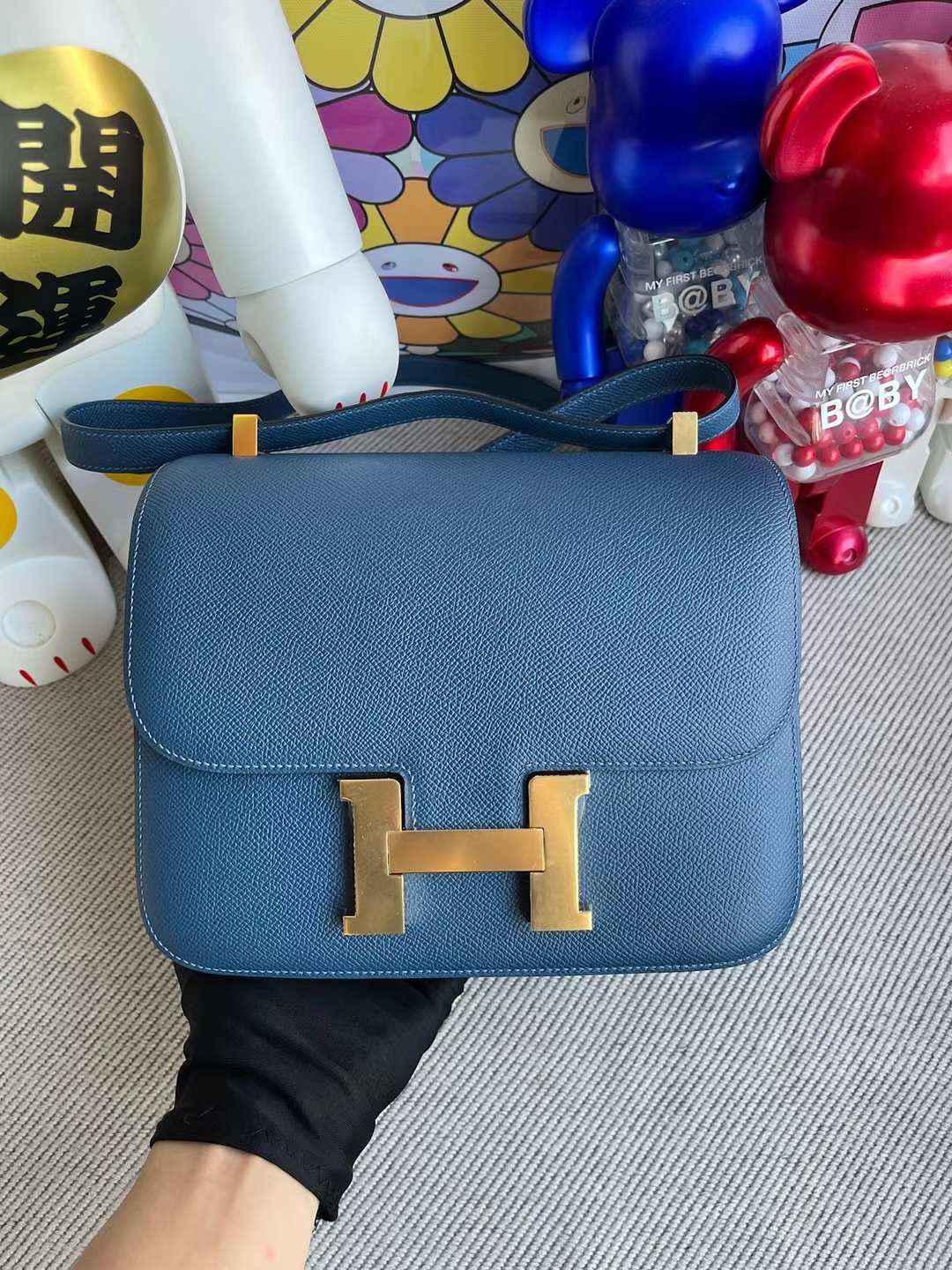Hermès（爱马仕）Constance 康斯坦斯 Epsom S4 深邃蓝 金扣 24cm 顶级工艺 全手工缝制