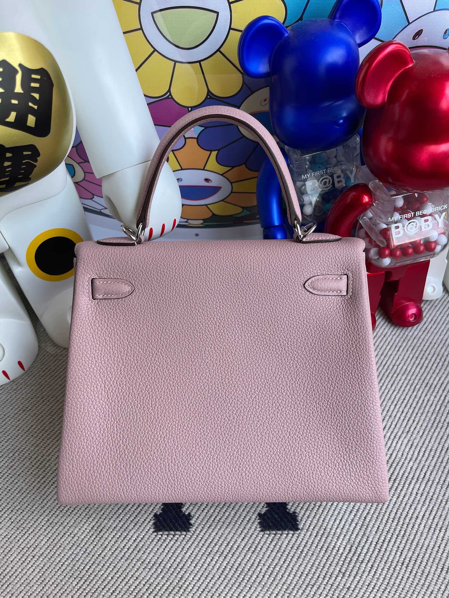 Hermès（爱马仕）Kelly 凯莉包 原厂小牛皮 togo 4W 紫藤色 银扣 25cm 顶级手缝