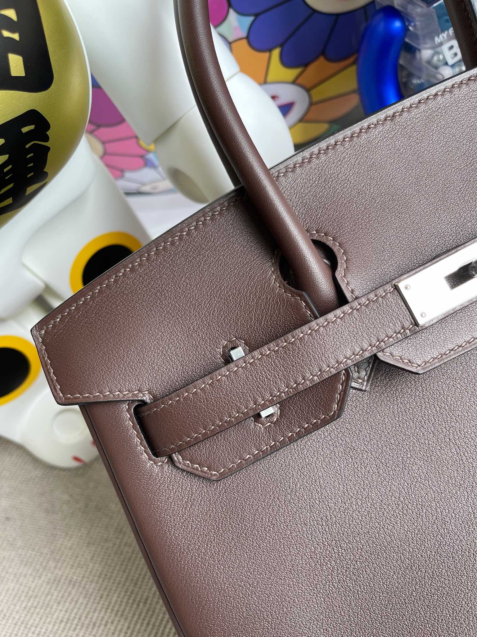 Hermès（爱马仕）Birkin 铂金包 Swift 巧克力色 银扣 30cm 顶级手缝