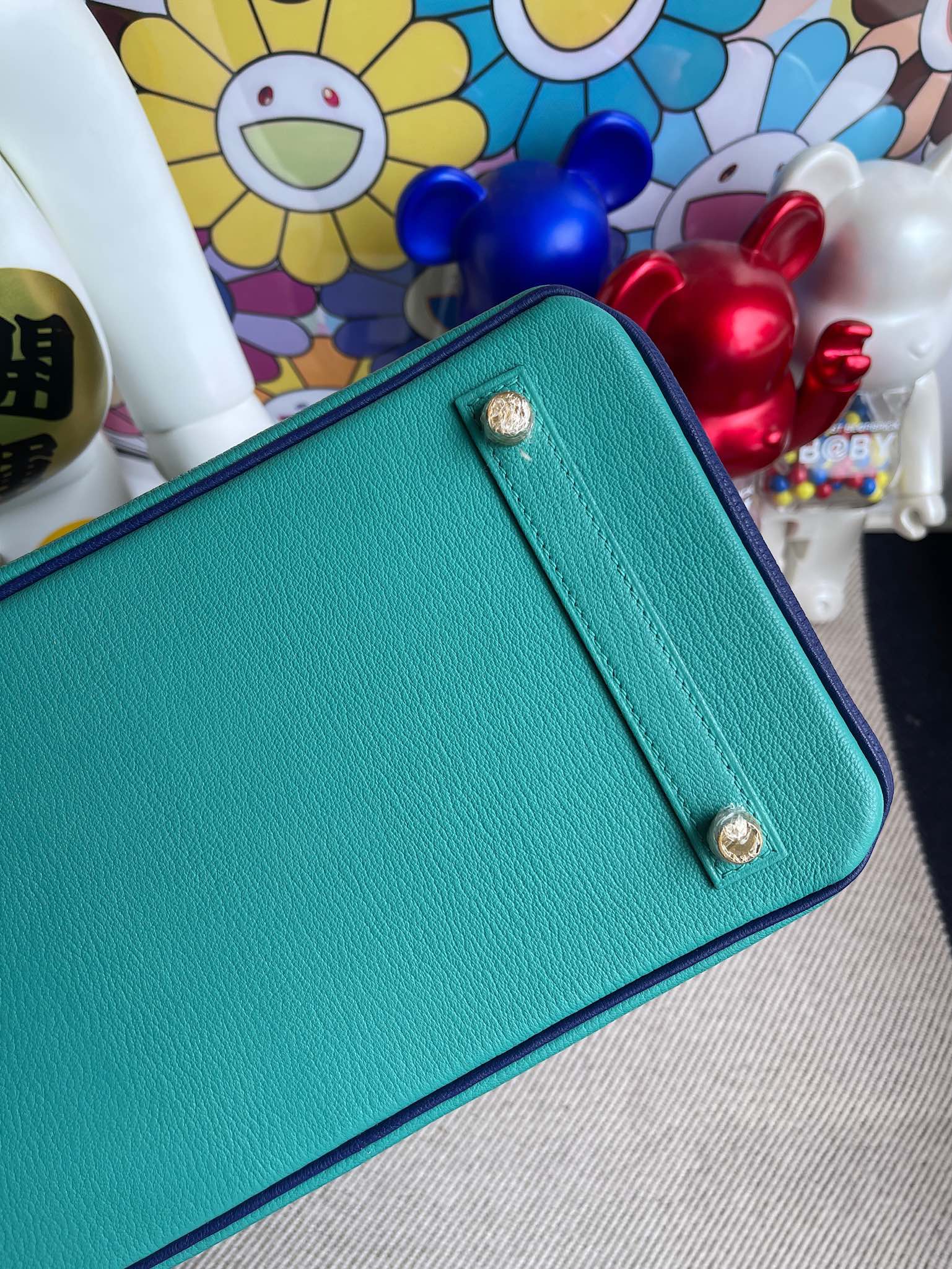 Hermès（爱马仕）Birkin 铂金包 Chevre 山羊皮 孔雀蓝 拼 电光蓝 金扣 30cm 顶级手缝
