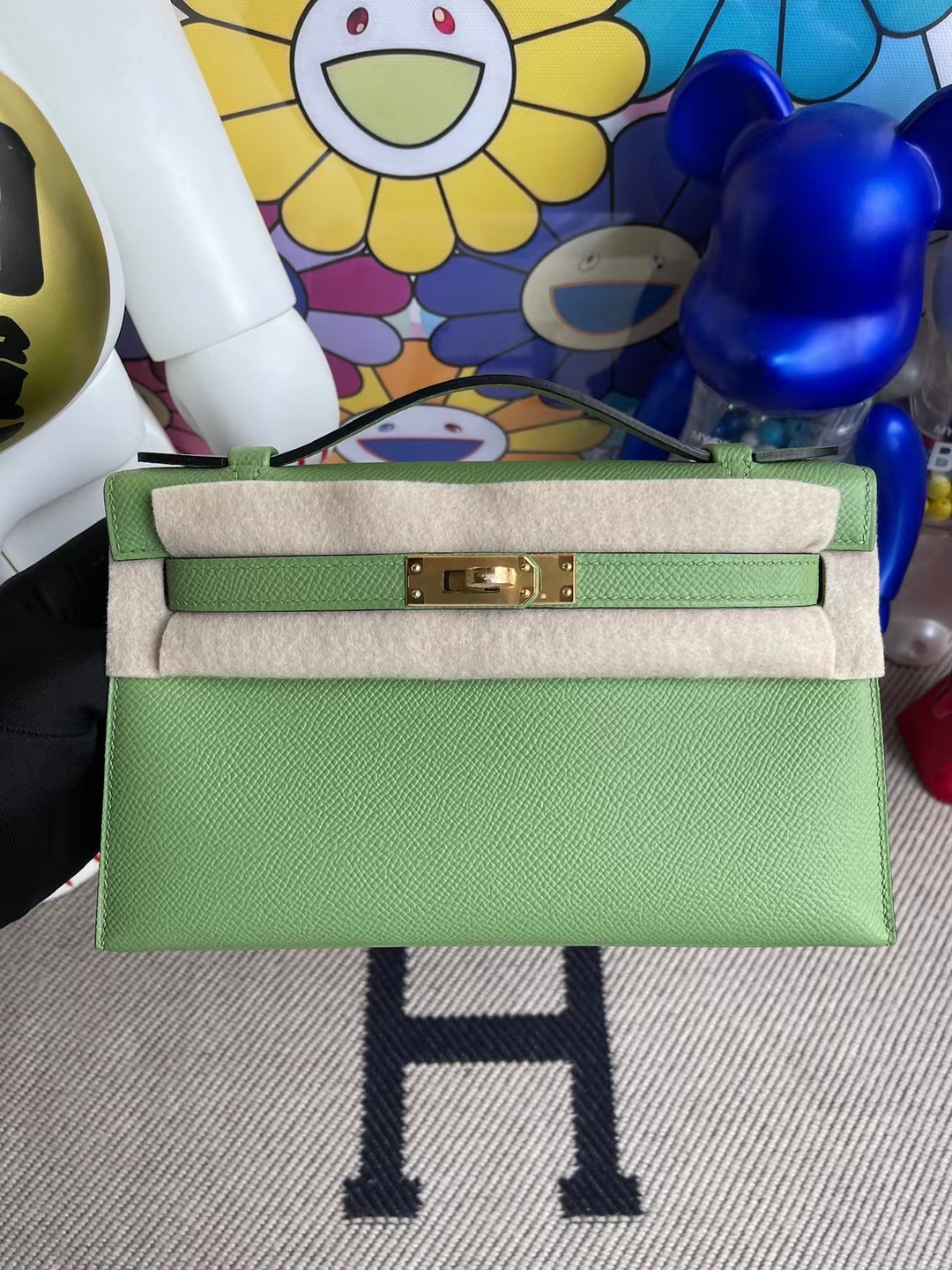 Hermès（爱马仕）Mini Kelly Pochette Epsom i3 牛油果绿 金扣 22cm