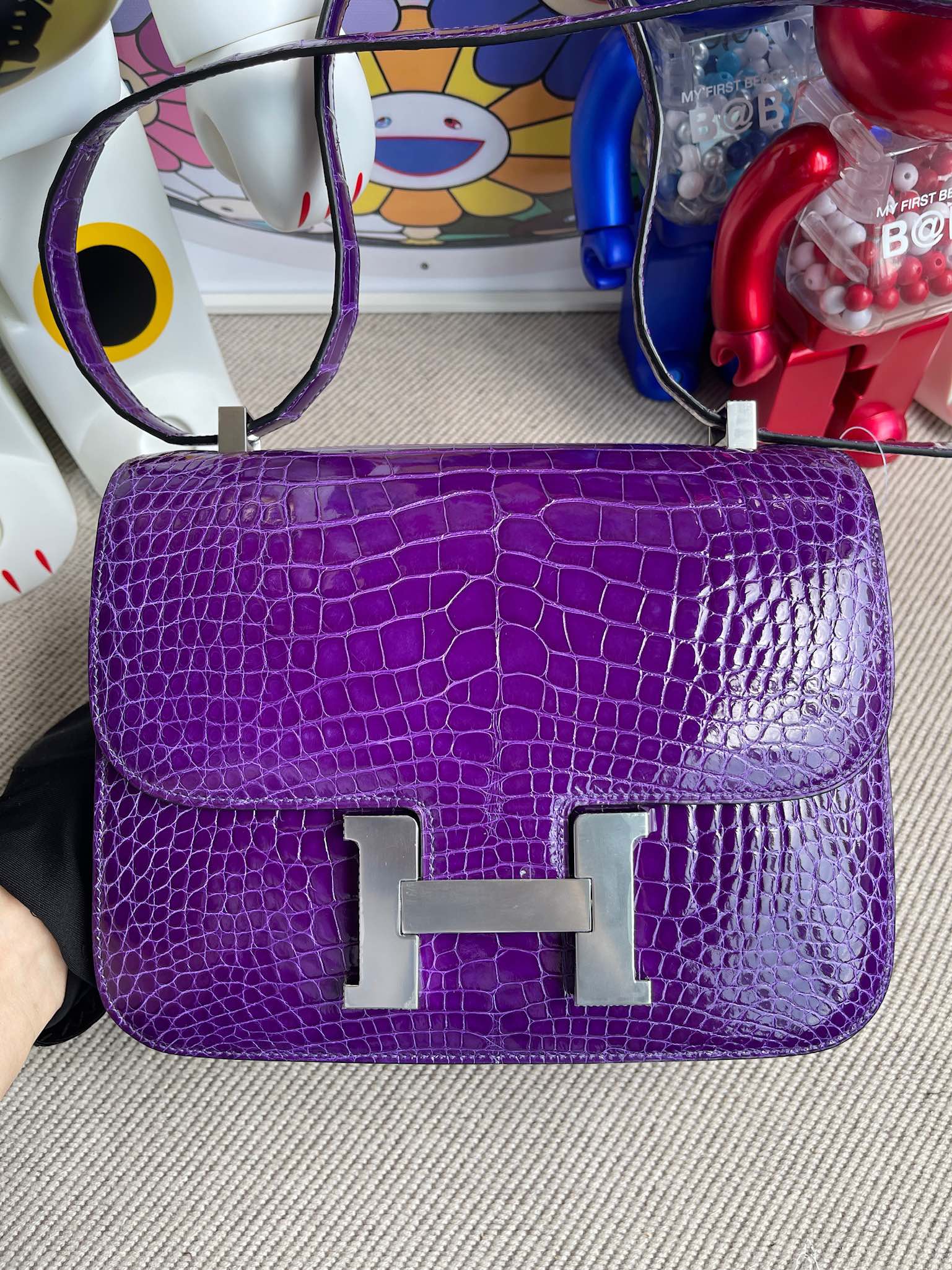 Hermès（爱马仕）Constance 康斯坦斯 Alligator shiny 亮面鳄鱼 极度紫 银扣 24cm 顶级手缝 定制