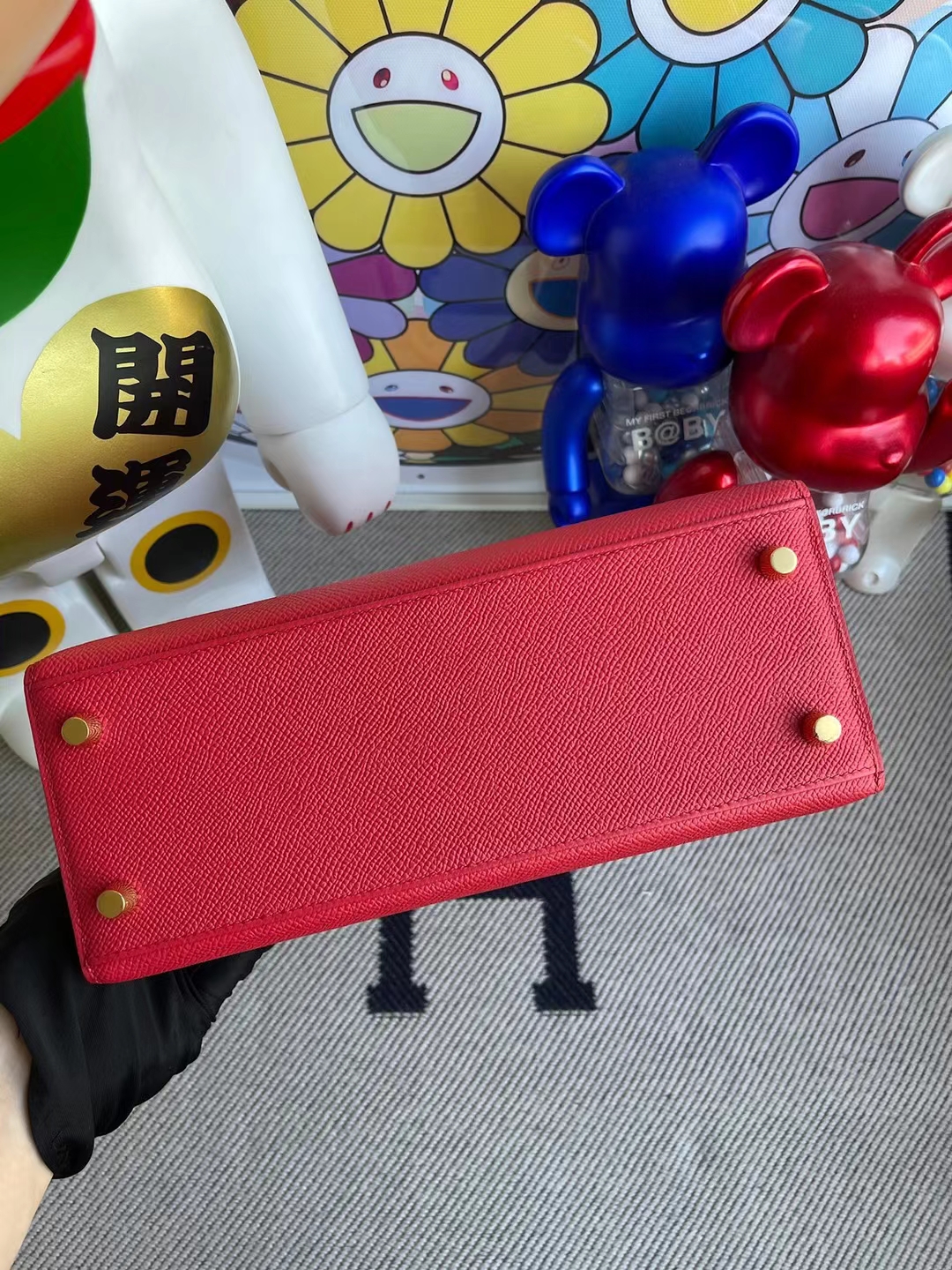 Hermès（爱马仕）Kelly 凯莉包 Epsom 掌纹皮 Q5 国旗红 金扣 25cm