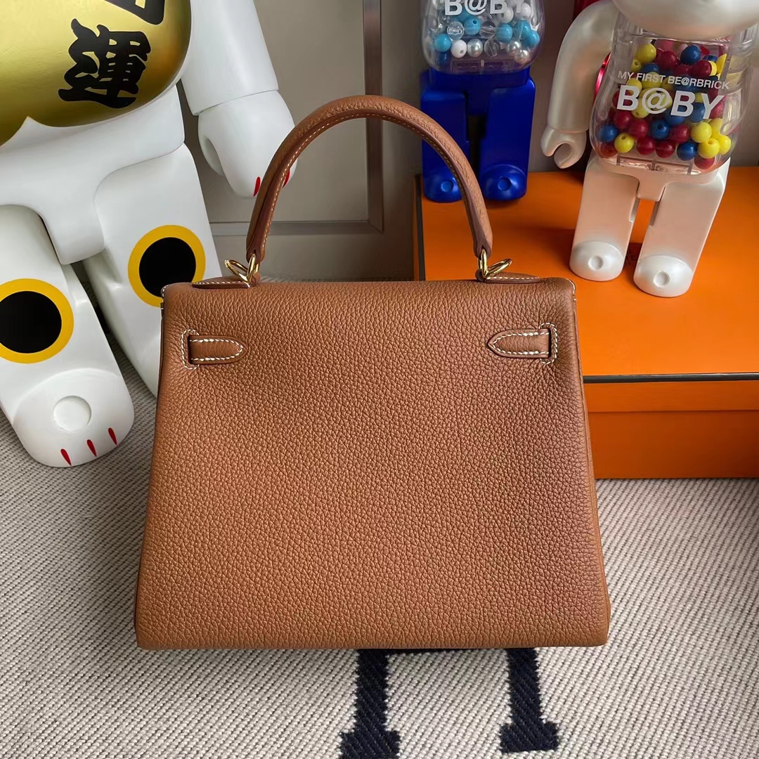 Hermès（爱马仕）Kelly 凯莉包 togo ck37 金棕色 金扣 25cm 顶级工艺 全手工缝制