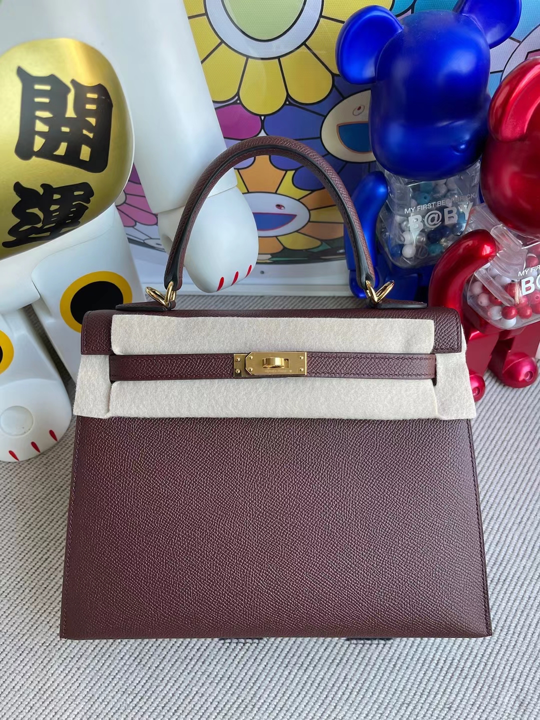 Hermès（爱马仕）Kelly 凯莉包 Epsom Ck57 波尔多酒红 金扣 25cm