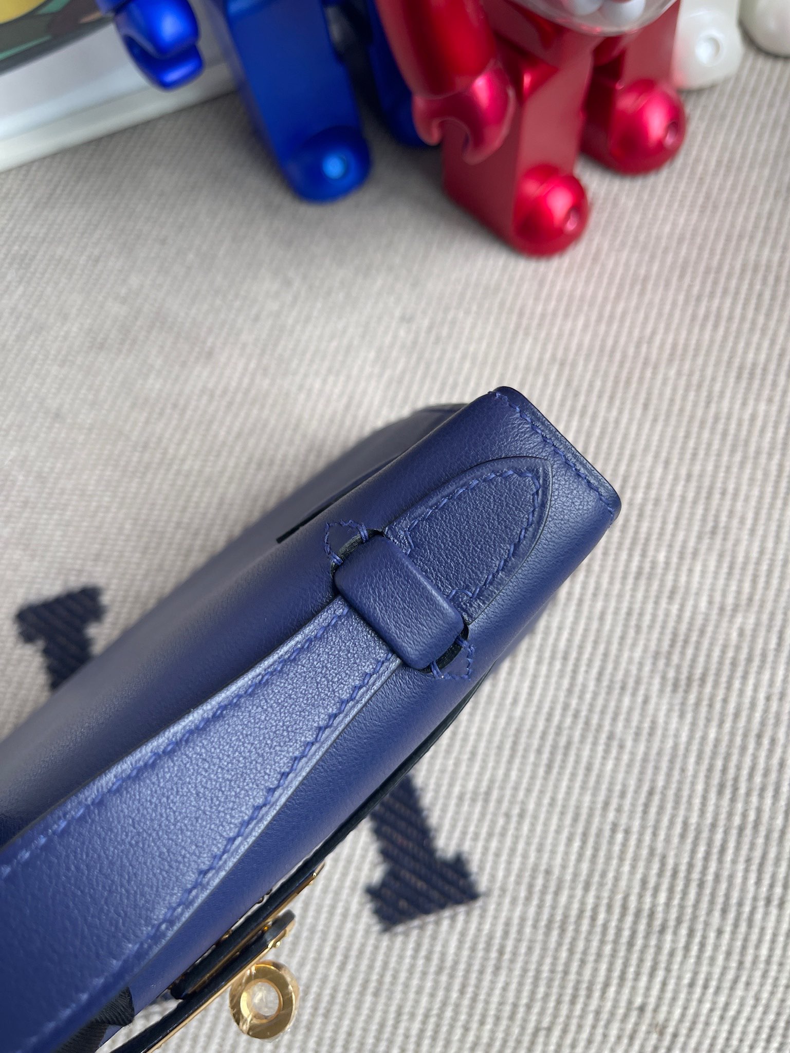 Hermès（爱马仕）Mini kelly pochette Swift M3 墨水蓝 金扣 22cm 顶级手缝