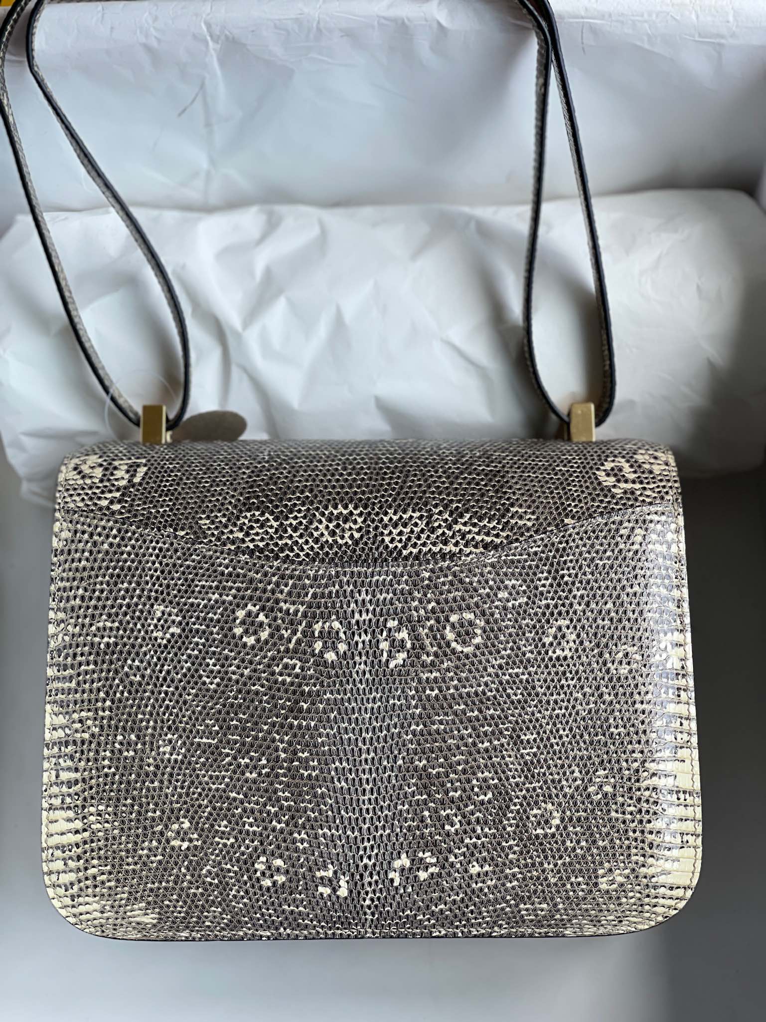 Hermès（爱马仕）Constance 康康 Lizard 进口亮面蜥蜴 原色 小喜马拉雅色 金扣 24cm 顶级手缝 定制