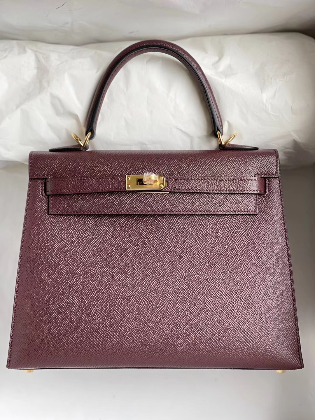 Hermès（爱马仕）Kelly 凯莉包 Epsom 掌纹皮 0D 马鞍红 金扣 25cm
