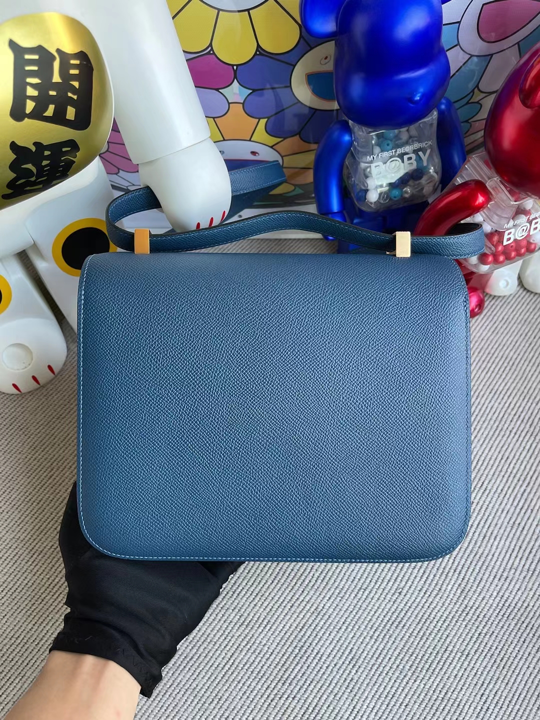 Hermès（爱马仕）Constance 康斯坦斯 Epsom S4 深邃蓝 金扣 24cm 顶级工艺 全手工缝制