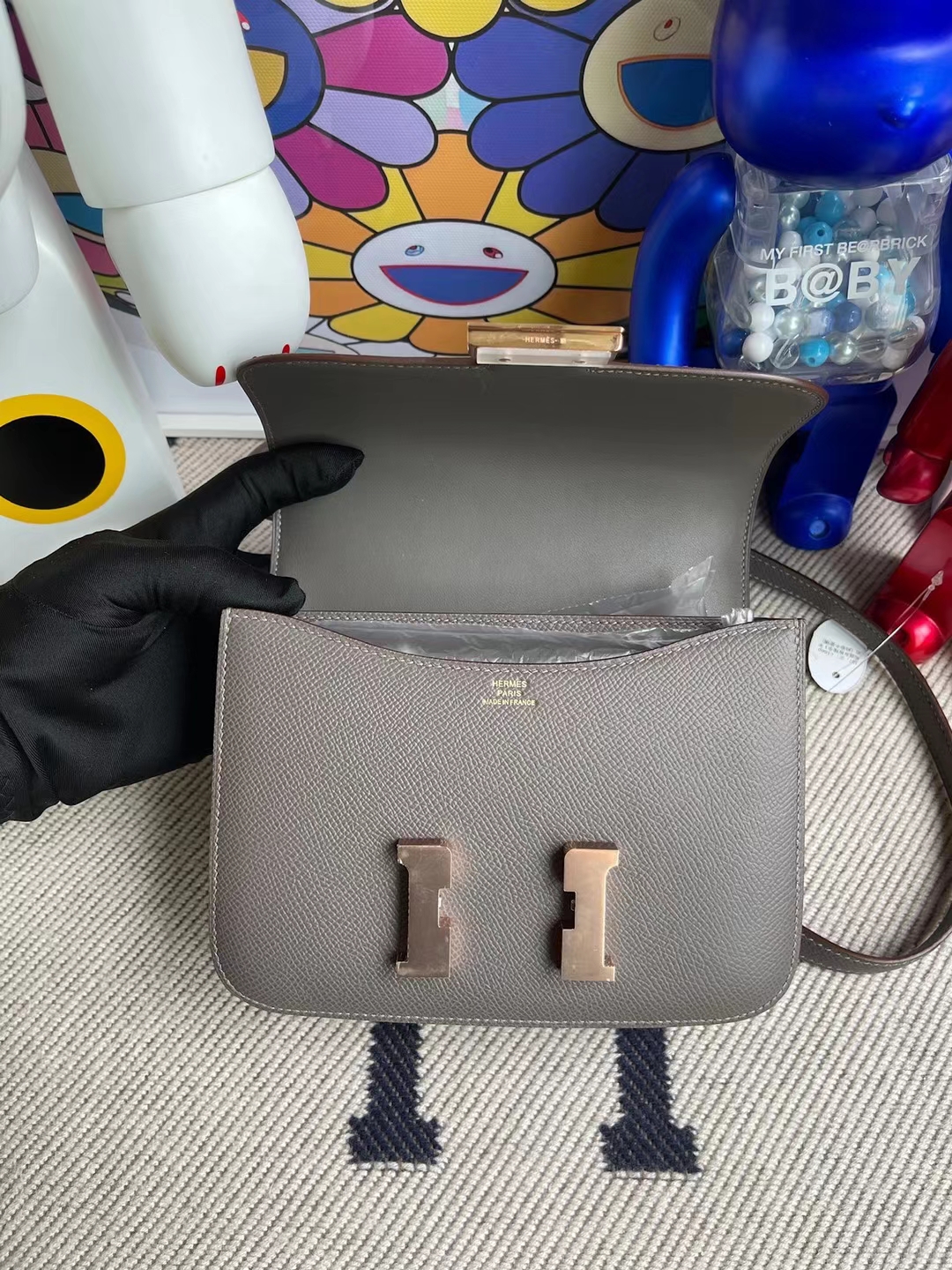 Hermès（爱马仕）Constance 康斯坦斯 Epsom 8F 锡器灰 玫瑰金扣 19cm 顶级工艺 全手工缝制