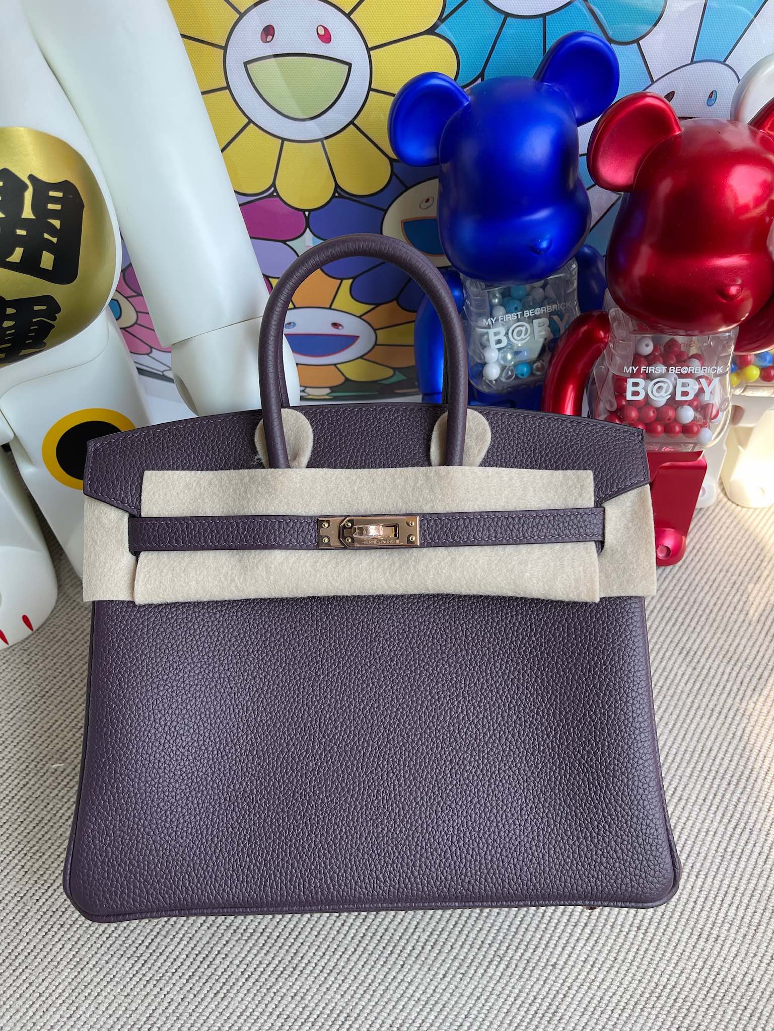 Hermès（爱马仕）Birkin 铂金包 原厂小牛皮 togo 葡萄紫 玫瑰金扣 Rose gold 25cm 顶级手缝