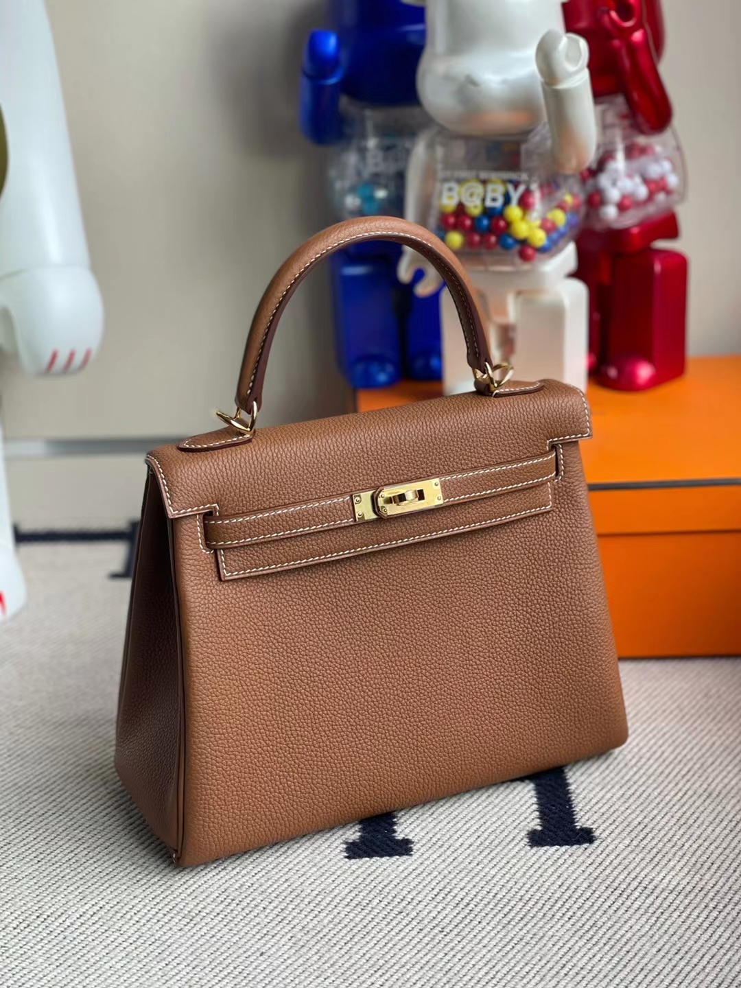 Hermès（爱马仕）Kelly 凯莉包 togo ck37 金棕色 金扣 25cm 顶级工艺 全手工缝制