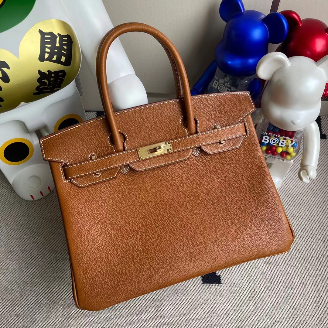 Hermès（爱马仕）Birkin 铂金包 颗粒马鞍皮 Cc34 原始色 金扣 30cm 顶级工艺 全手工缝制