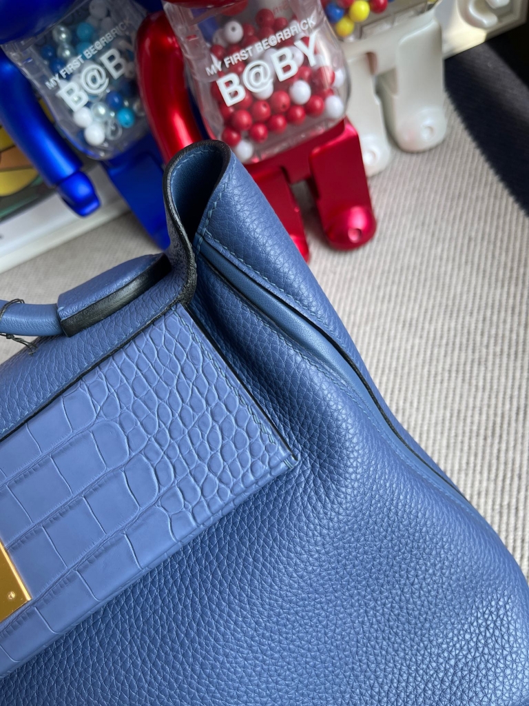 Hermès（爱马仕）Touch 系列 2424 29cm 明蓝色 雾面鳄 金扣 顶级手缝