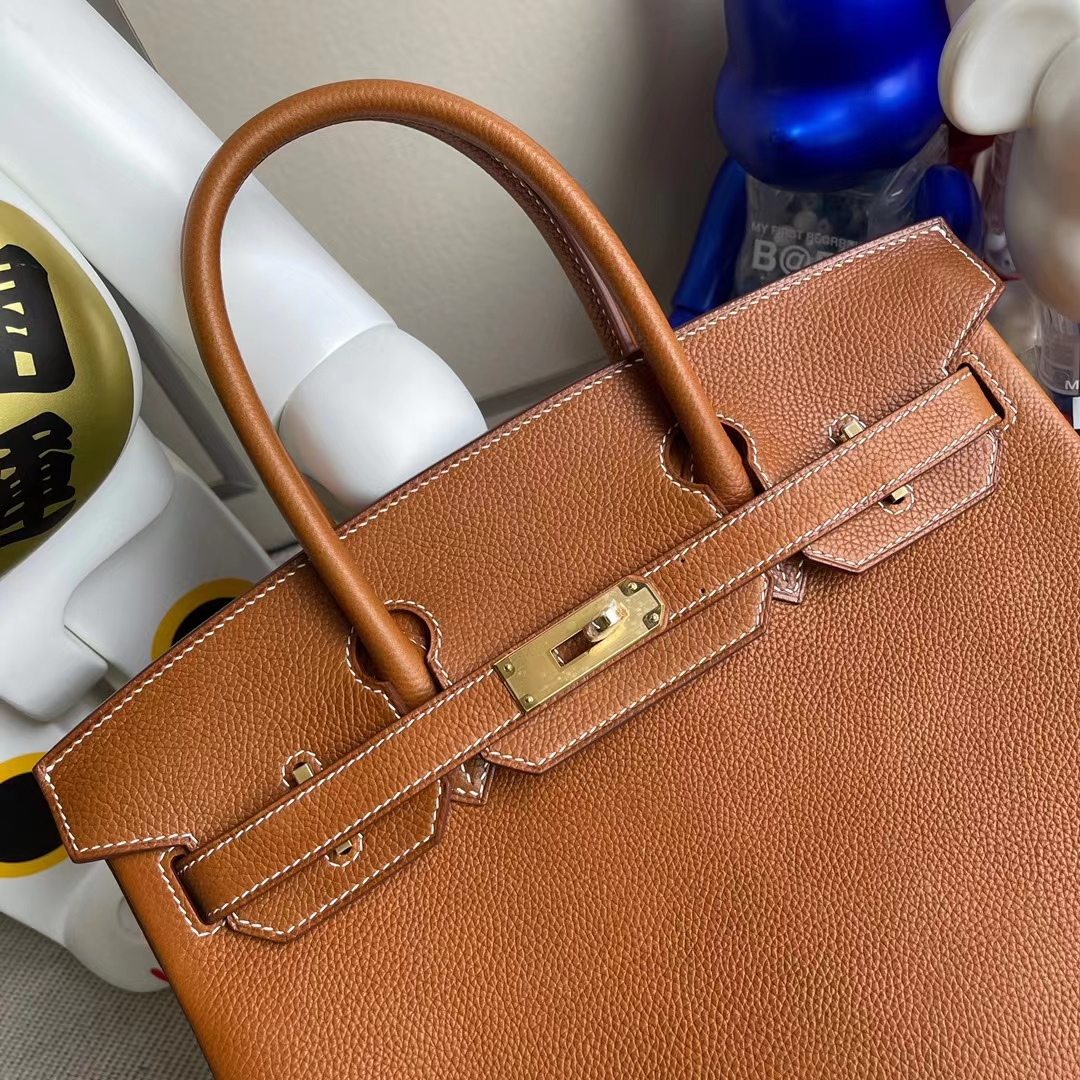 Hermès（爱马仕）Birkin 铂金包 颗粒马鞍皮 Cc34 原始色 金扣 30cm 顶级工艺 全手工缝制