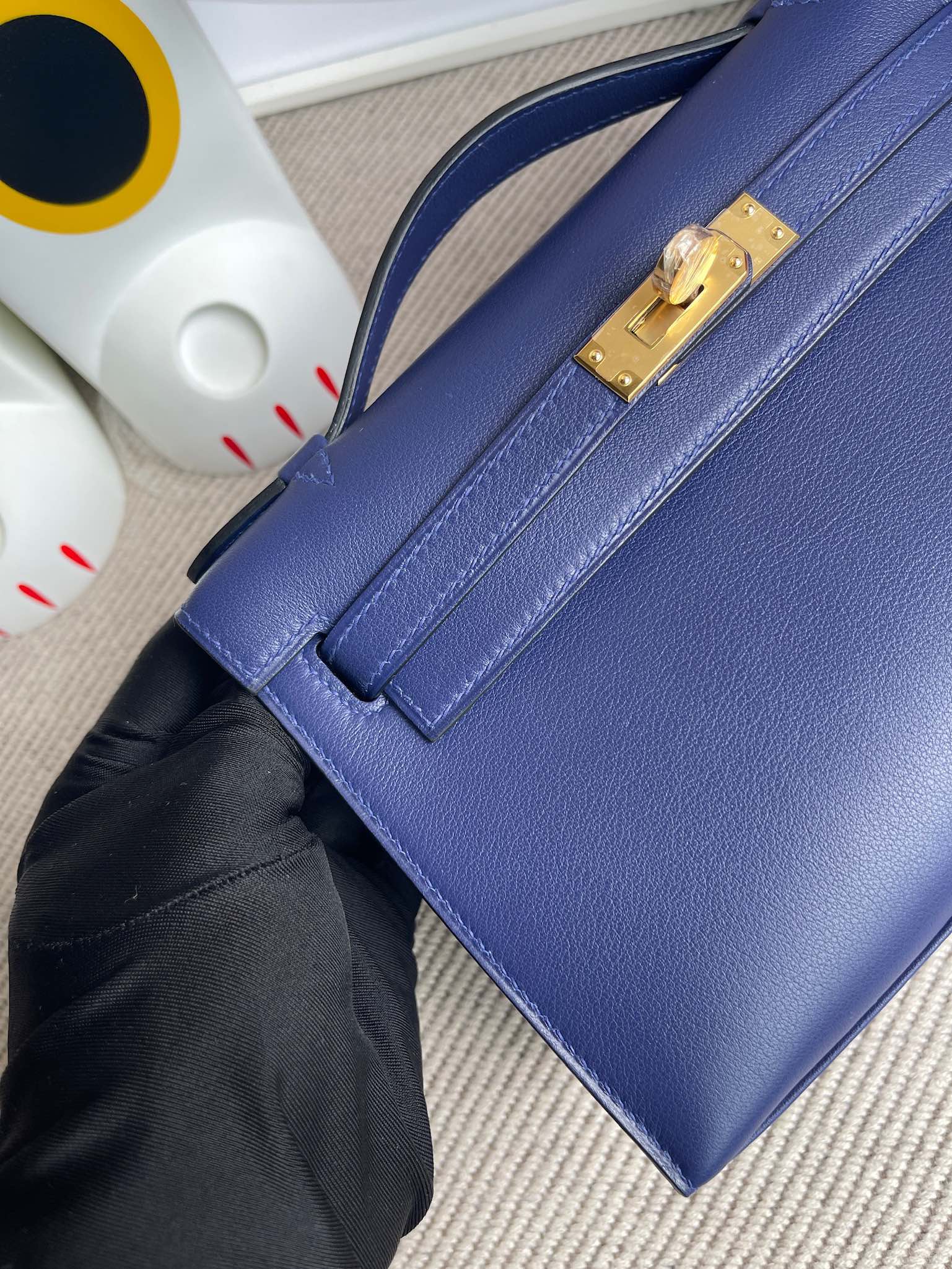 Hermès（爱马仕）Mini kelly pochette Swift M3 墨水蓝 金扣 22cm 顶级手缝