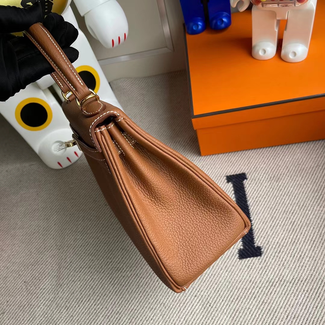 Hermès（爱马仕）Kelly 凯莉包 togo ck37 金棕色 金扣 25cm 顶级工艺 全手工缝制