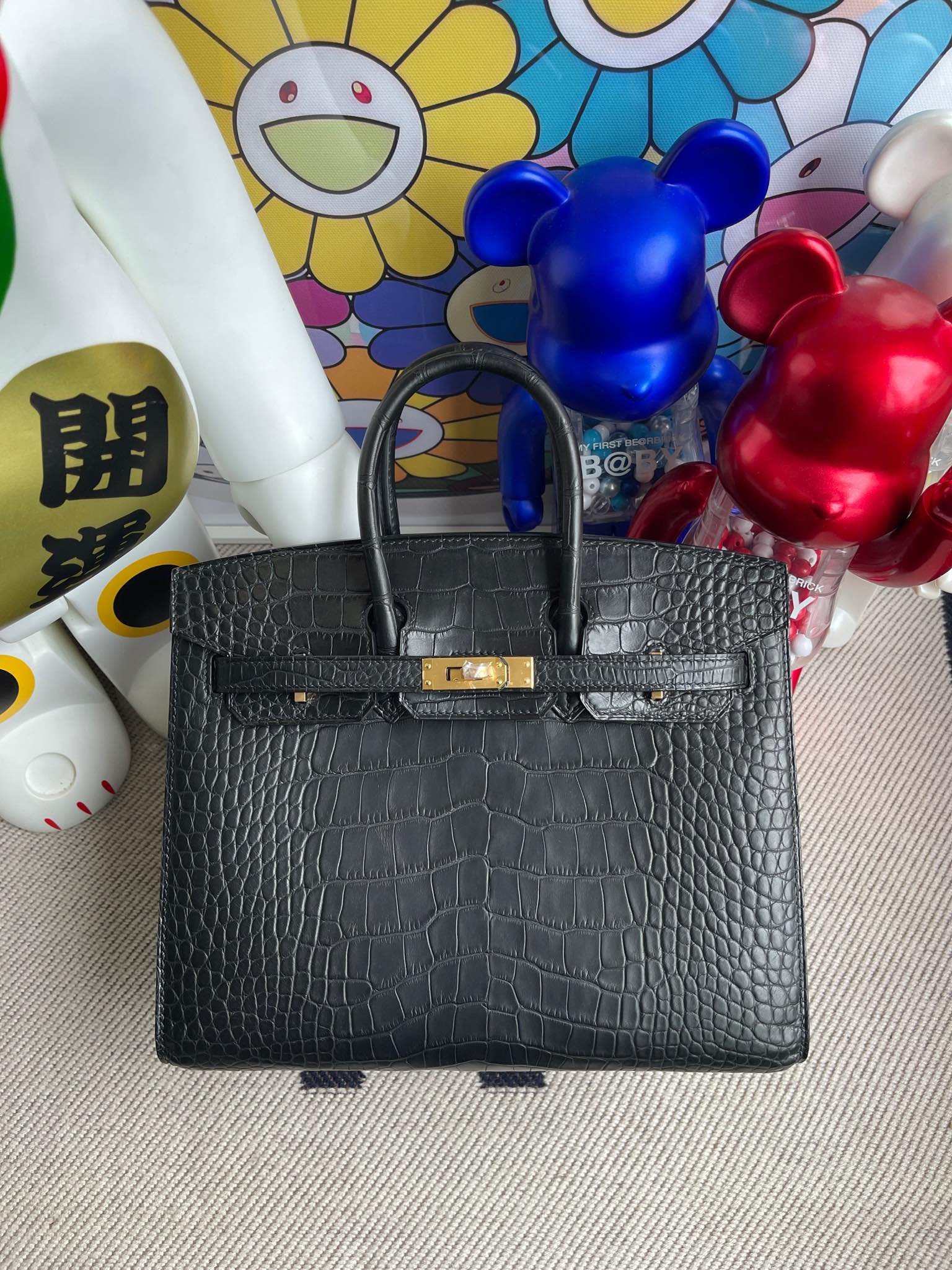 Hermès（爱马仕）Birkin 铂金包 Alligator matt 雾面鳄 ck89 黑色 noir 外缝 25cm 顶级手缝