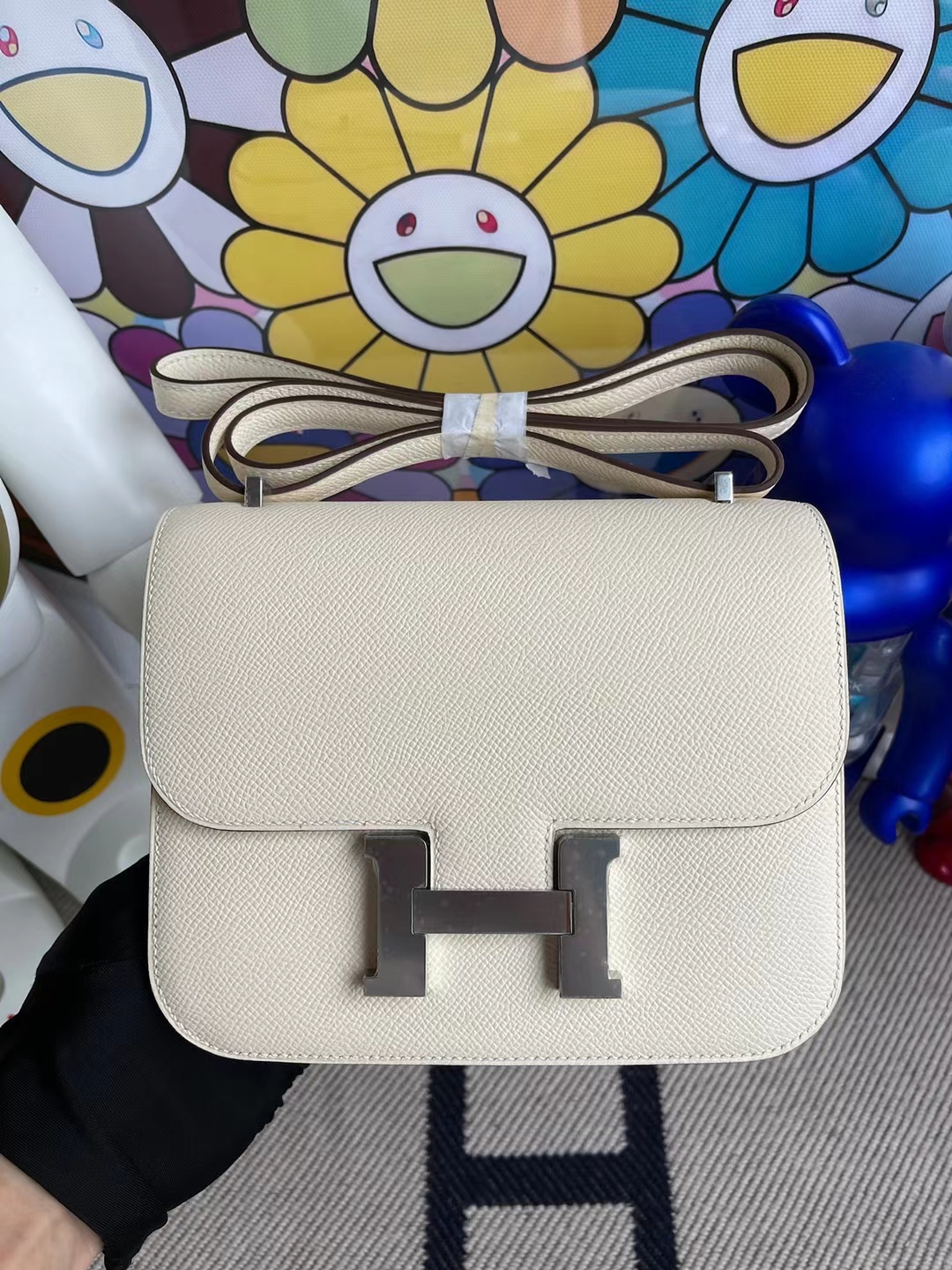 Hermès（爱马仕）Constance 空姐包 Epsom i2 奶油白 银扣 19cm